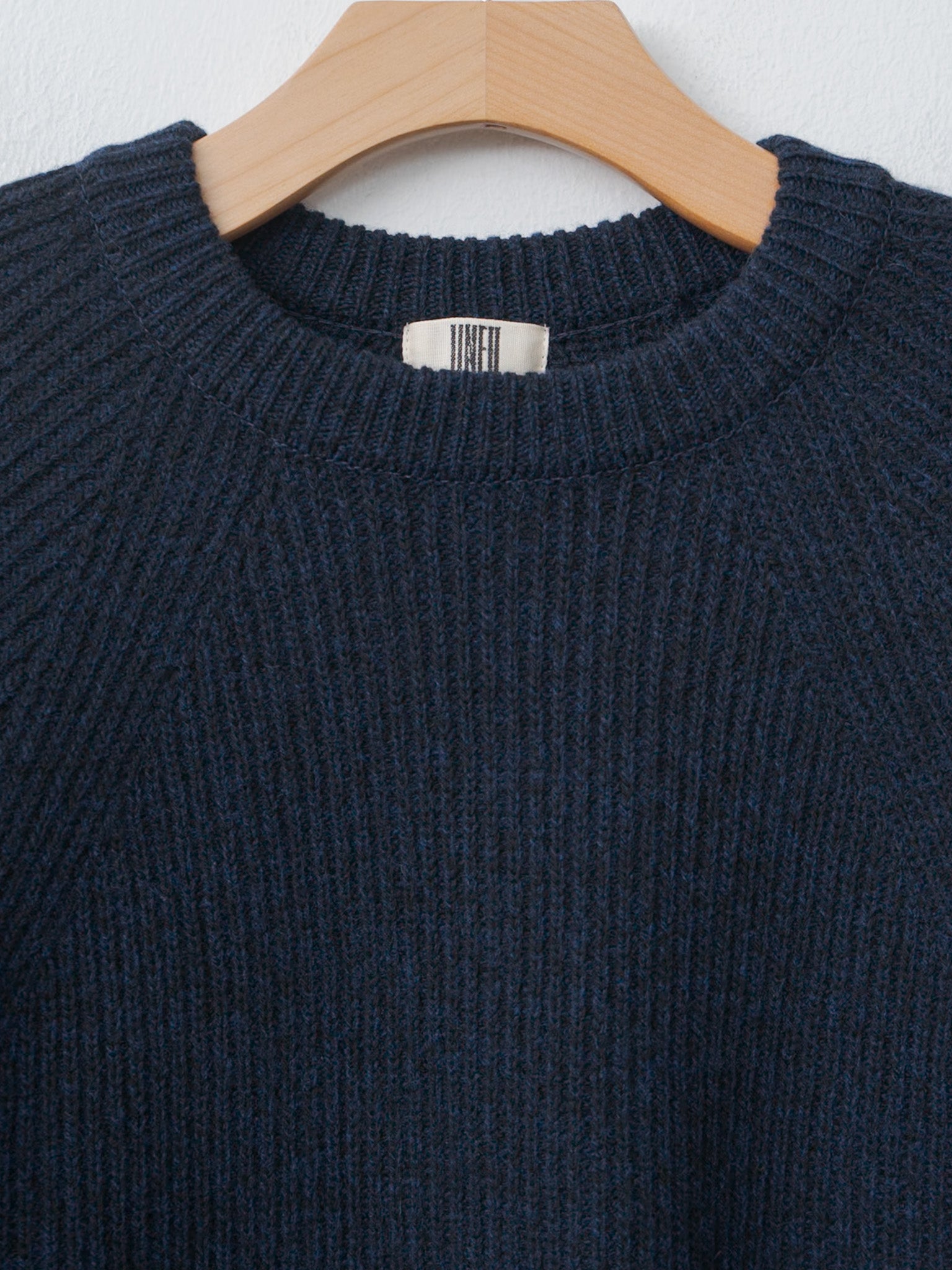 Namu Shop - Unfil Woolen Cotton & Fine Lambswool Ribbed P/O - Black Navy
