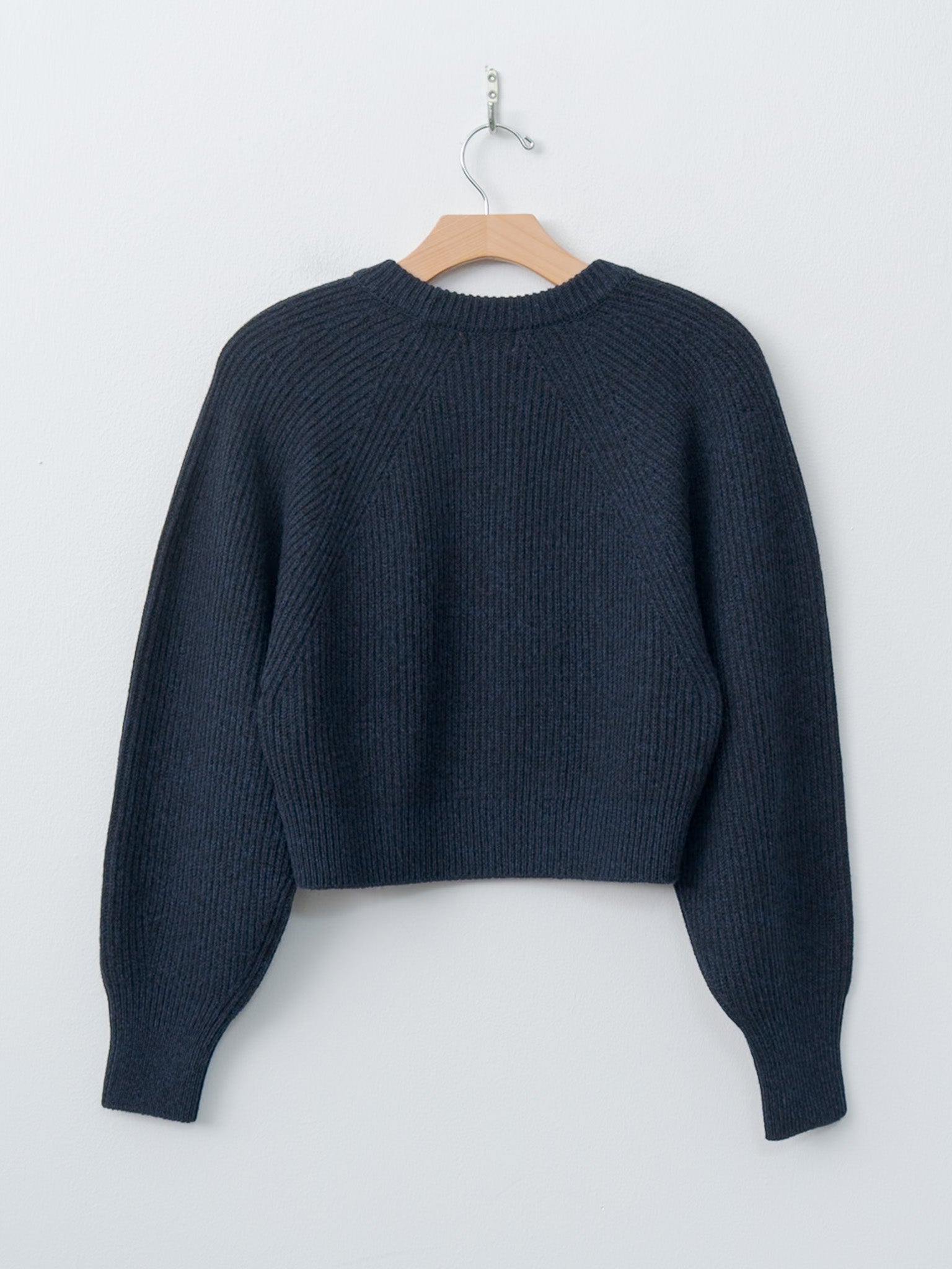Namu Shop - Unfil Woolen Cotton & Fine Lambswool Ribbed P/O - Black Navy