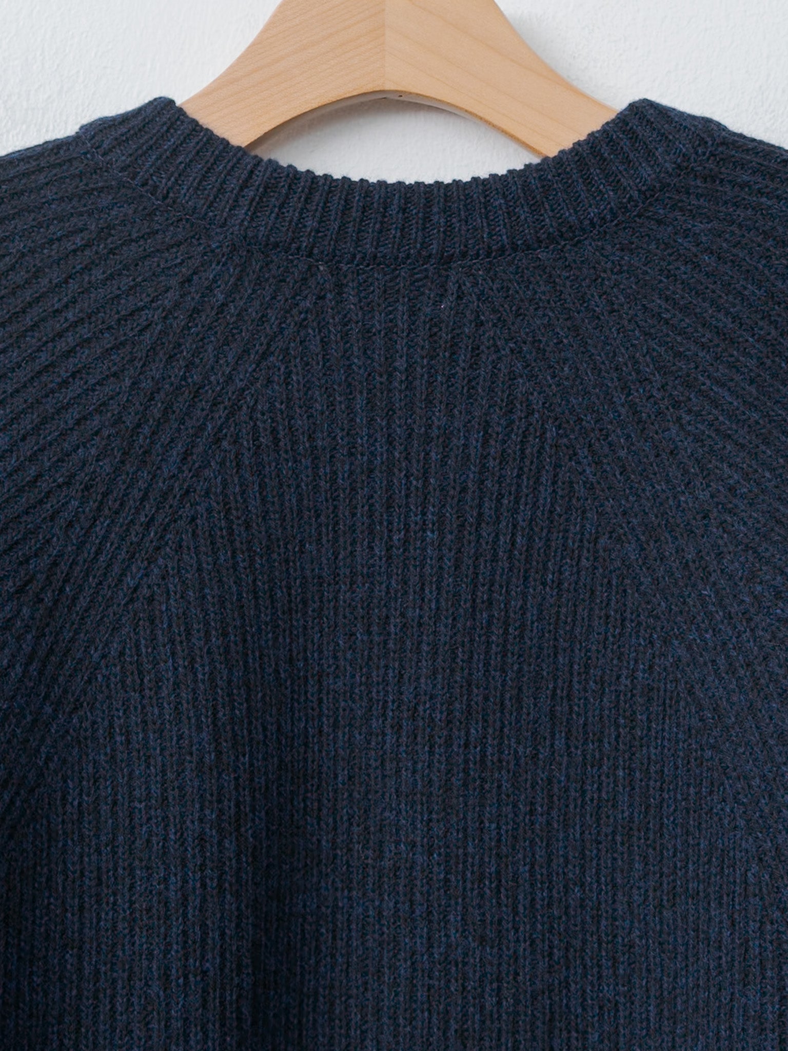 Namu Shop - Unfil Woolen Cotton & Fine Lambswool Ribbed P/O - Black Navy