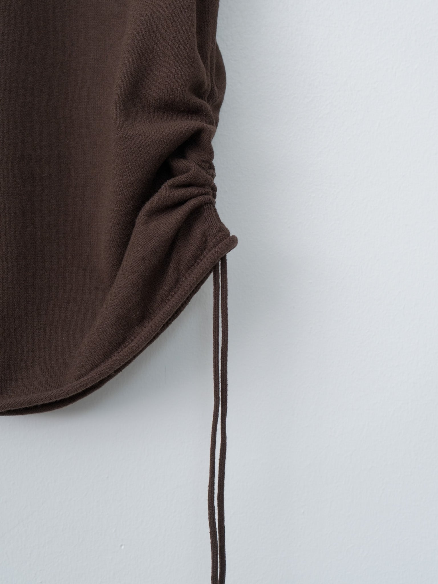 Namu Shop - Unfil Brushed Silk Cotton Short-Sleeve Gathered P/O - Dark Brown