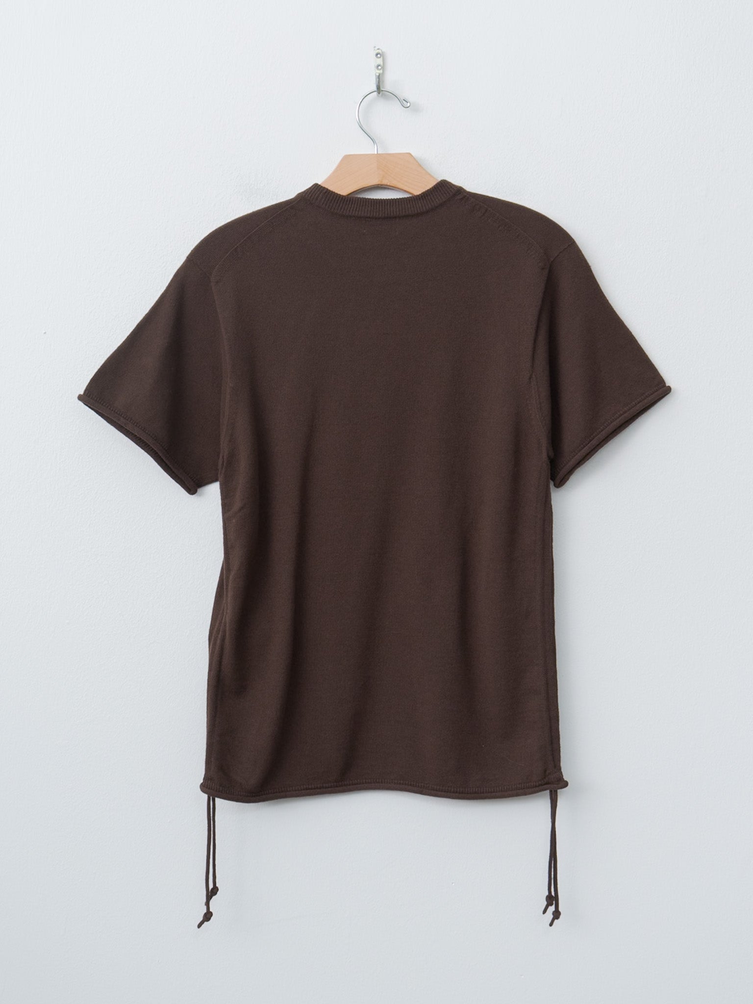 Namu Shop - Unfil Brushed Silk Cotton Short-Sleeve Gathered P/O - Dark Brown