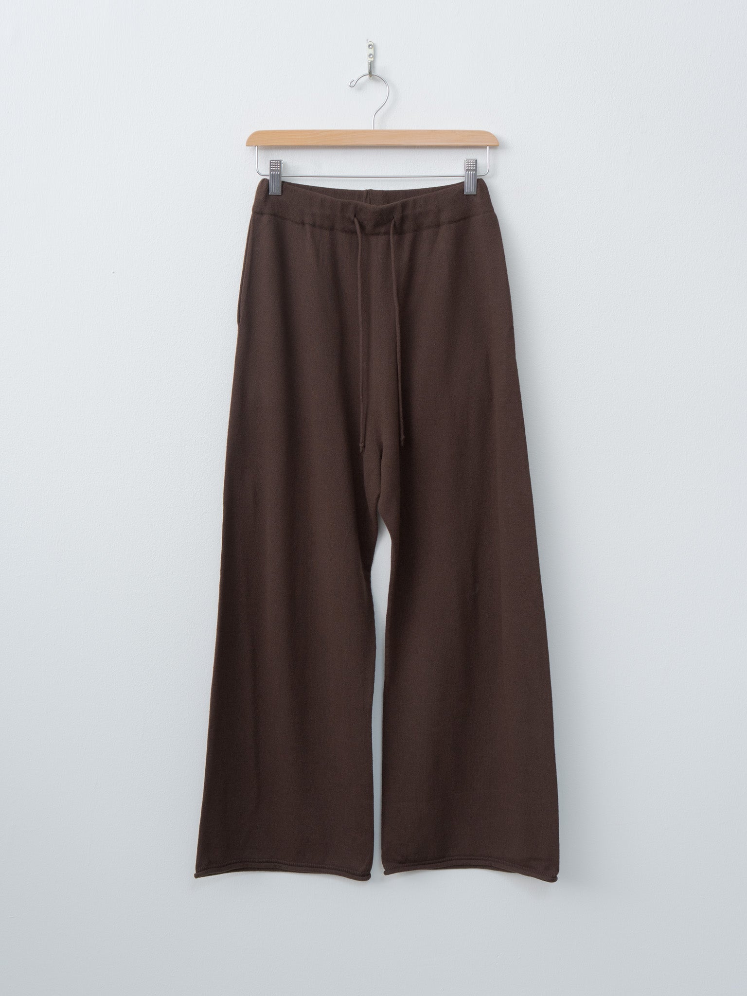 Namu Shop - Unfil Brushed Silk Cotton Wide Straight Pants - Dark Brown
