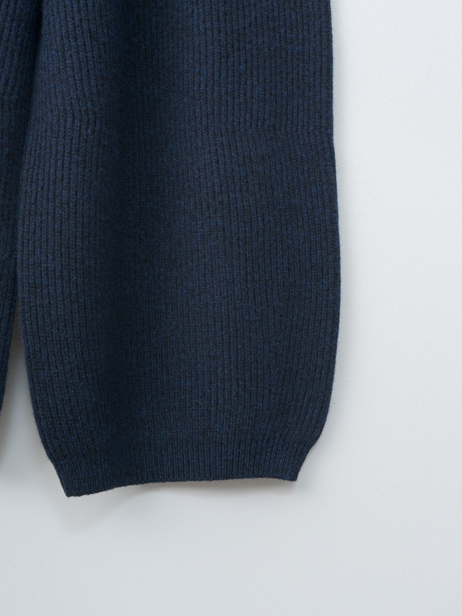 Namu Shop - Unfil Woolen Cotton & Fine Lambswool Ribbed Wide Pants - Black Navy