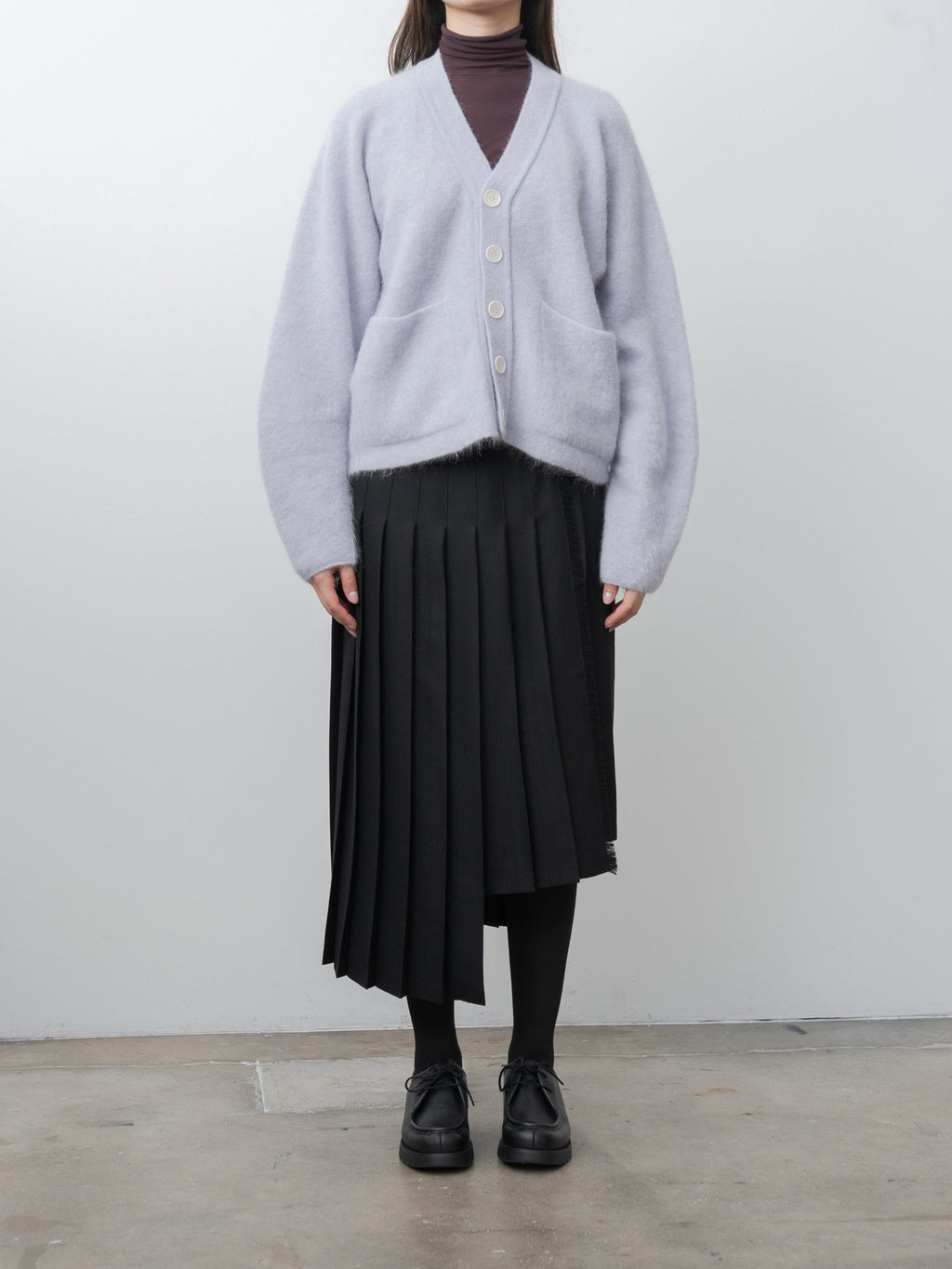 Namu Shop - Unfil Stretch Superkid Mohair Cardigan - Ice Blue