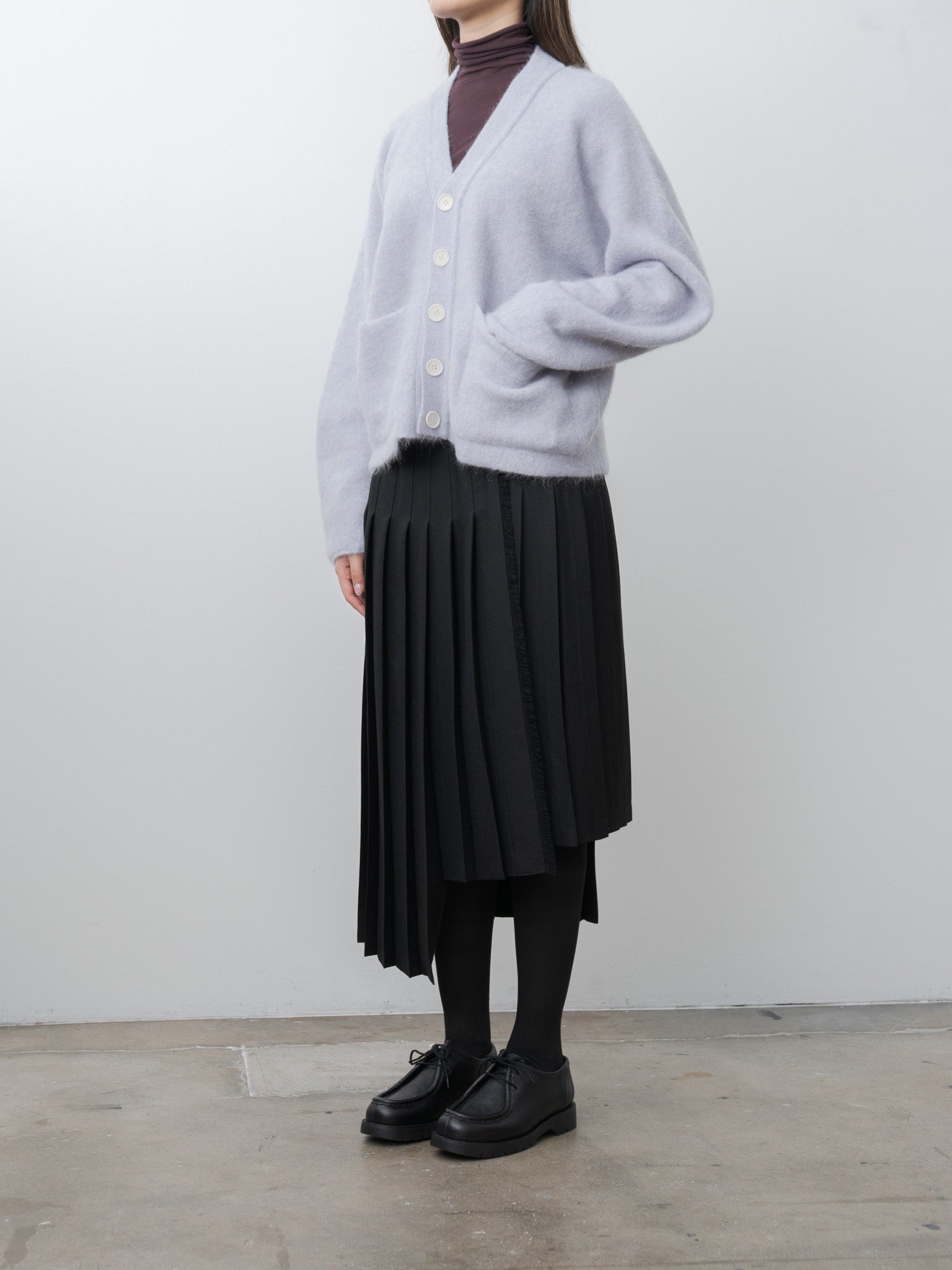 Namu Shop - Unfil Stretch Superkid Mohair Cardigan - Ice Blue