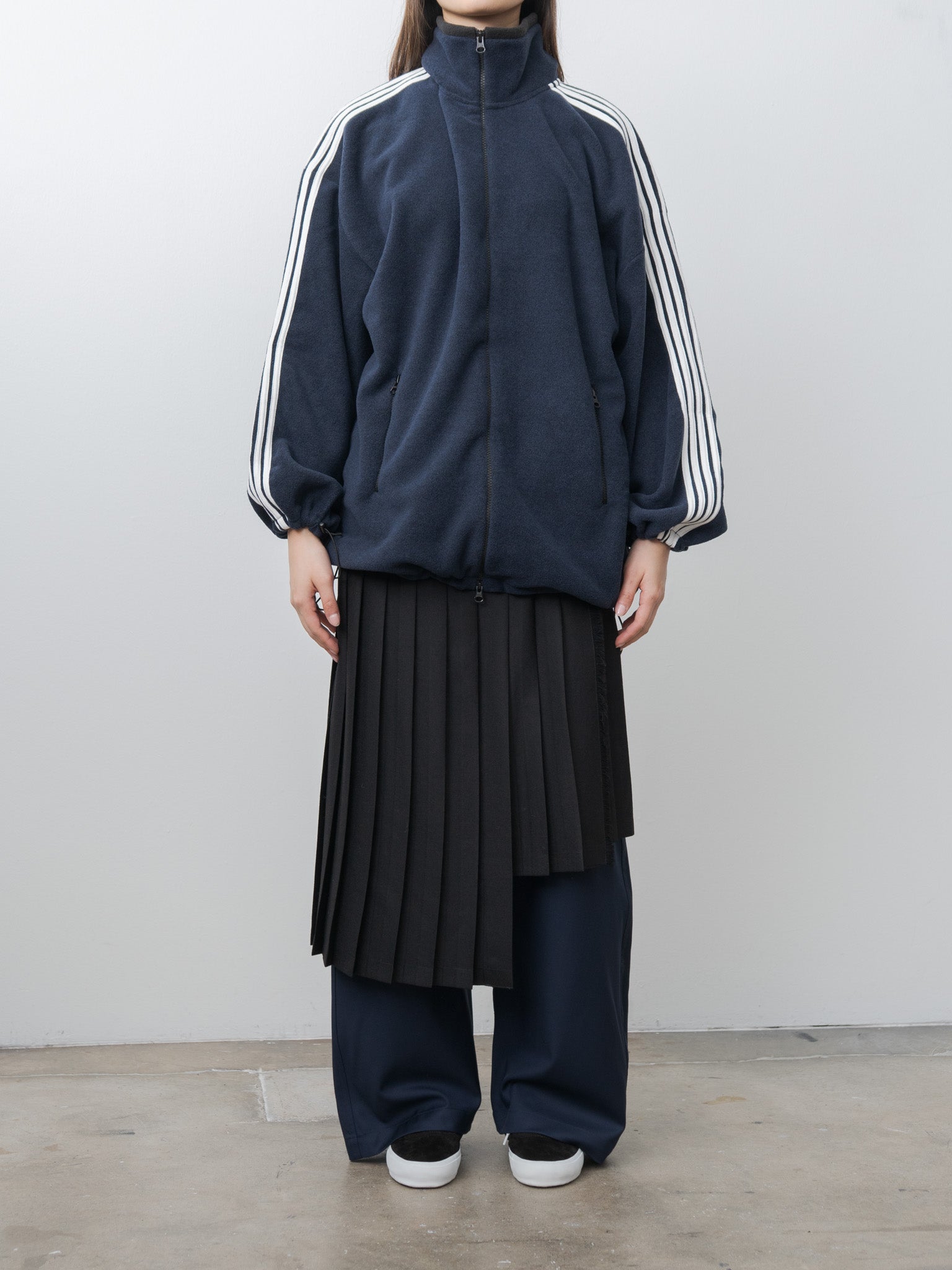 Namu Shop - Inscrire Fleece Loose Fit Track Jacket - Navy