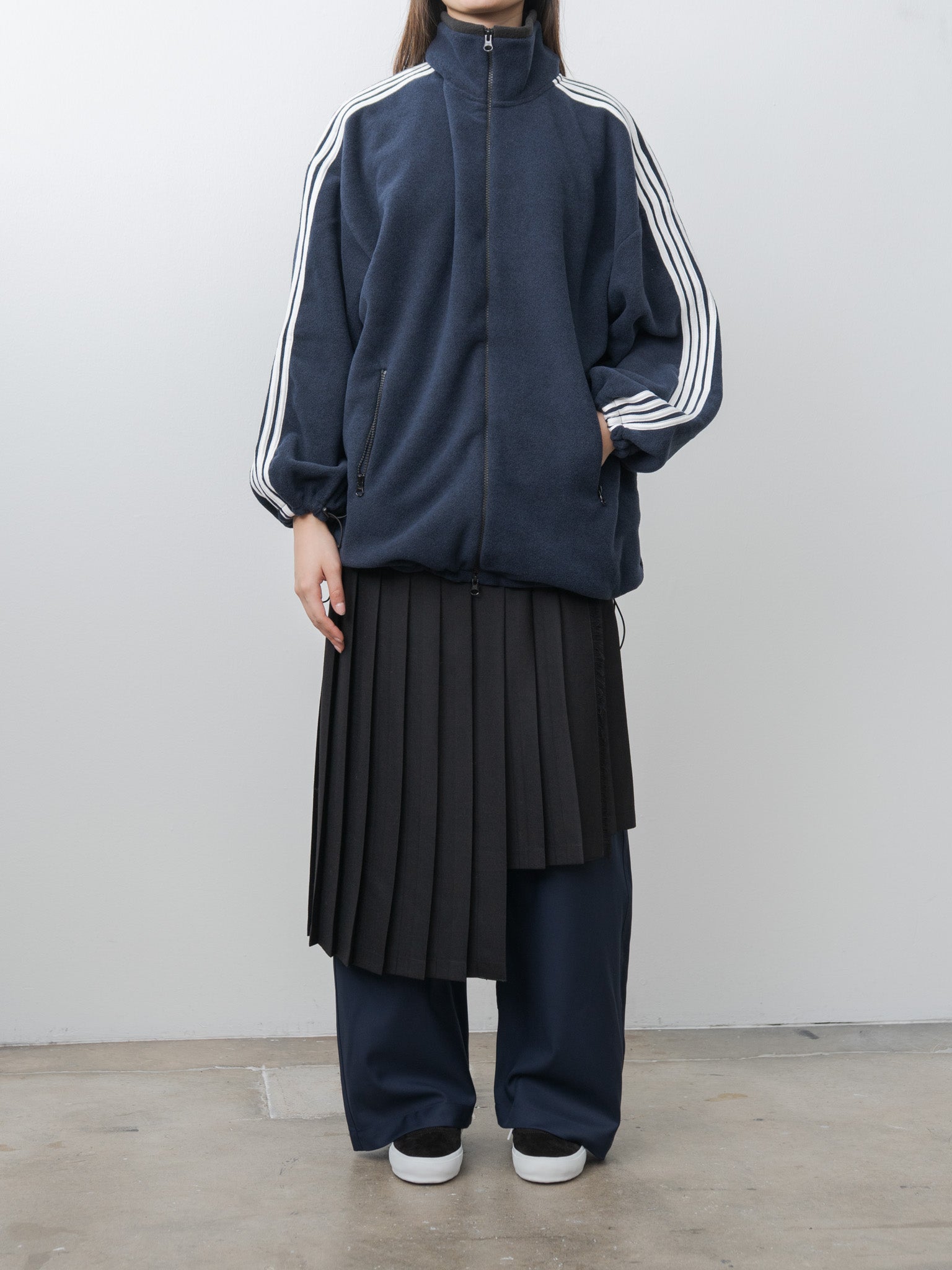 Namu Shop - Inscrire Fleece Loose Fit Track Jacket - Navy