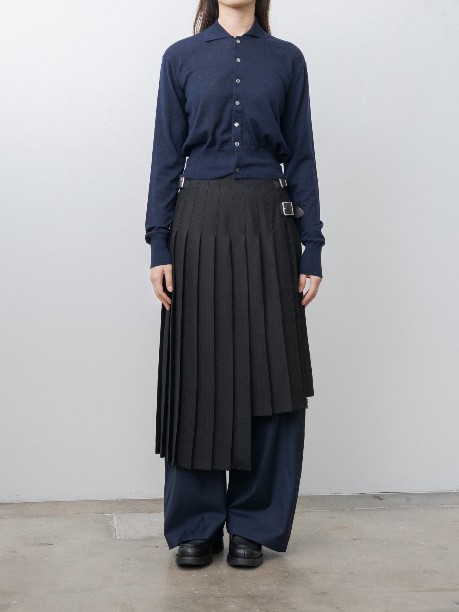Namu Shop - Inscrire Wool Polo Cardigan - Navy