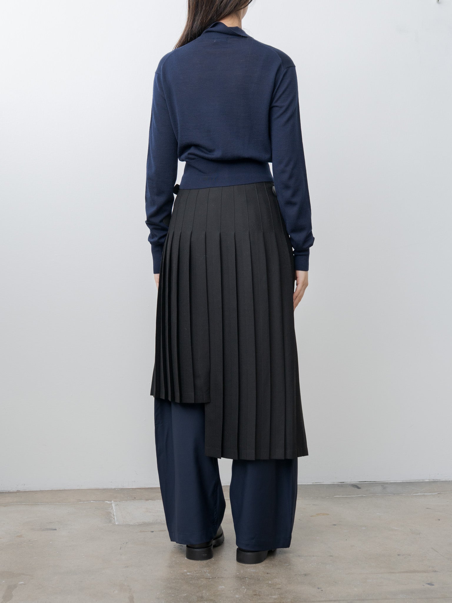 Namu Shop - Inscrire Wool Polo Cardigan - Navy