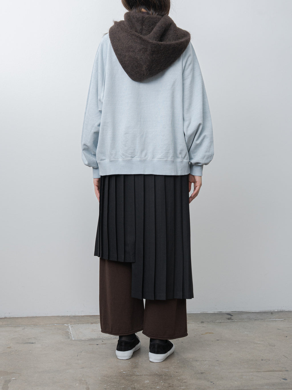 Namu Shop - Unfil Stretch Superkid Mohair Hooded Stole - Ice Blue, Dark Brown, Black