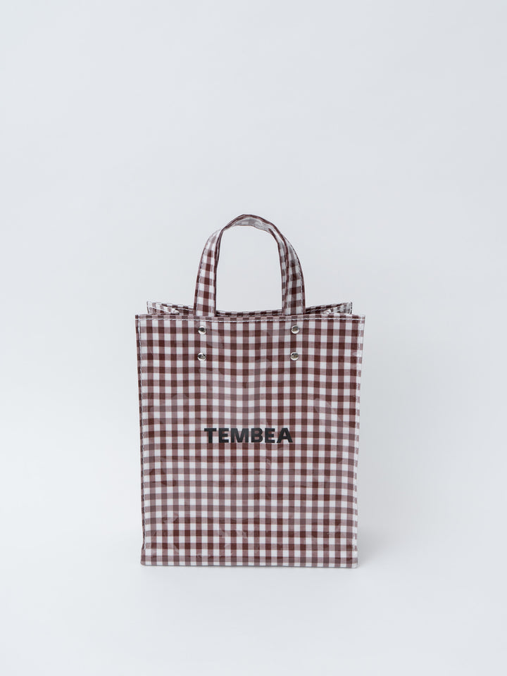 Namu Shop - Tembea Paper Tote Small - Gingham Brown