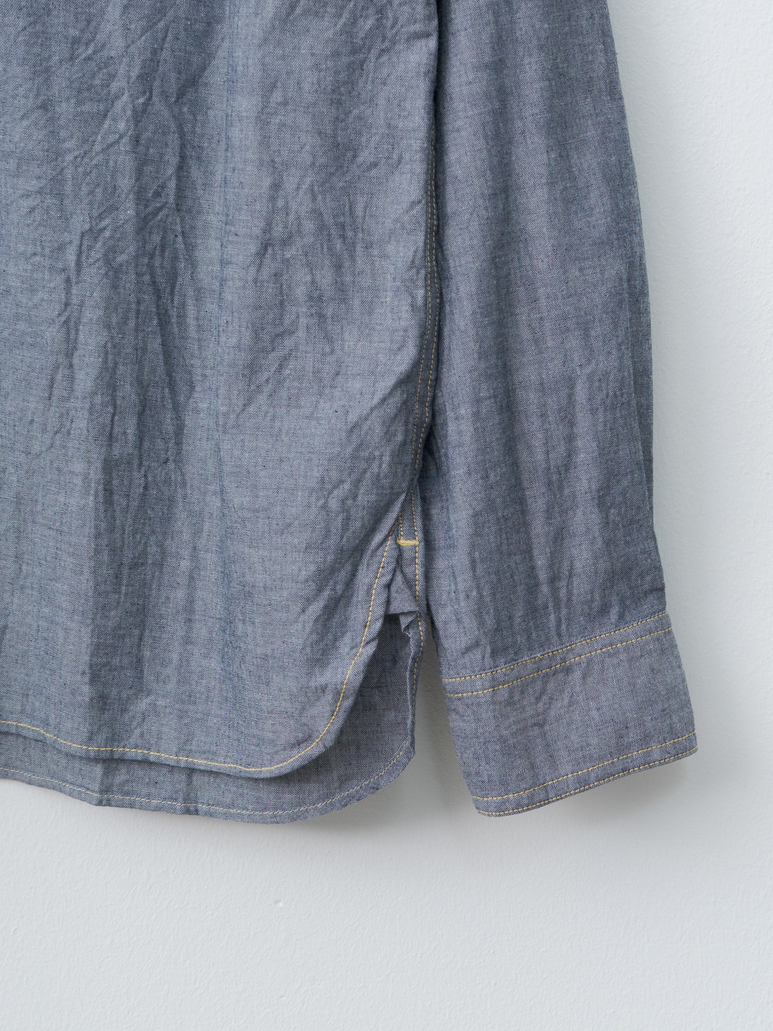 Namu Shop - ts(s) Indigo Cotton Chambray Asymmetric Pocket Work Shirt - Navy