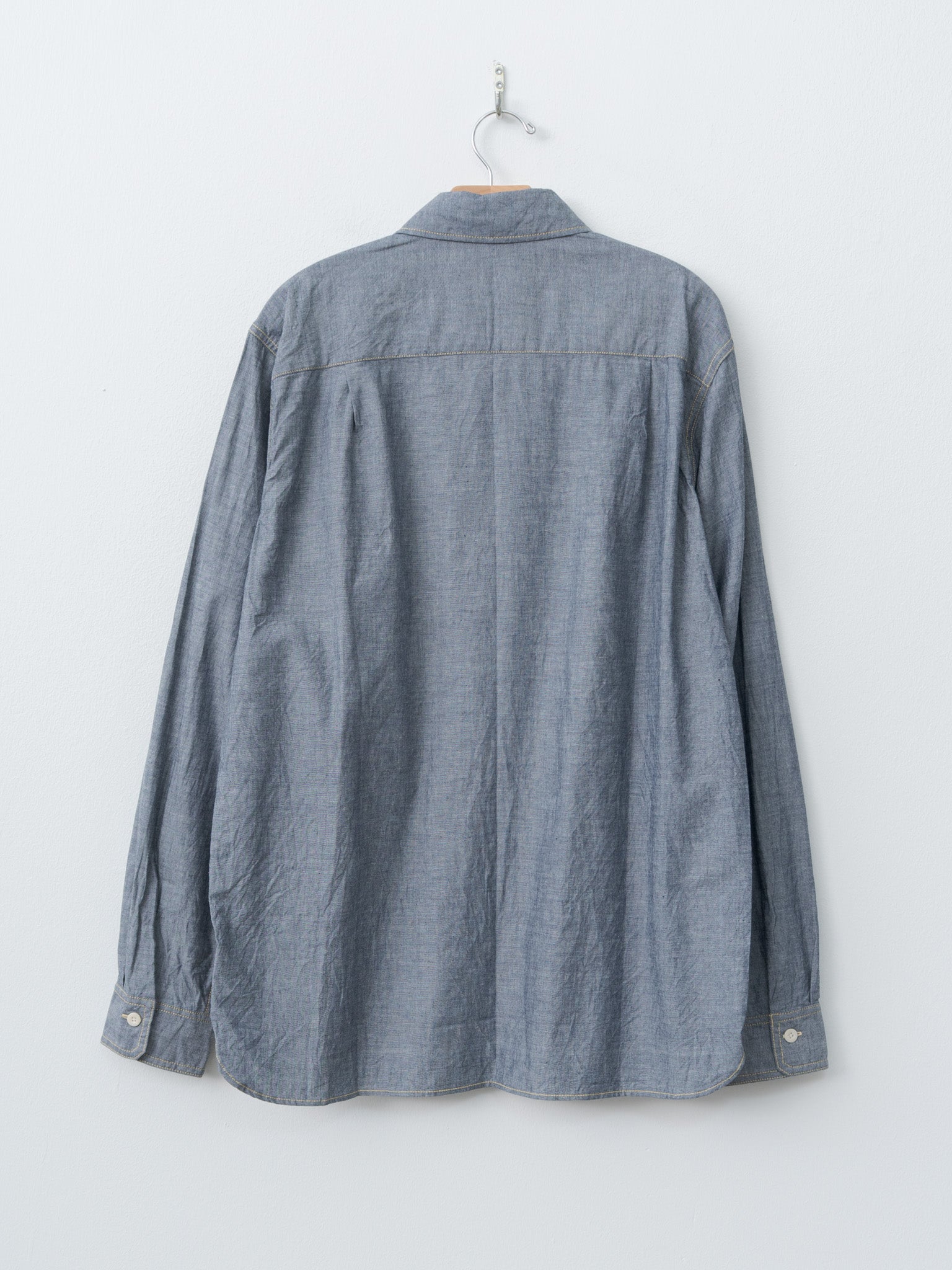 Namu Shop - ts(s) Indigo Cotton Chambray Asymmetric Pocket Work Shirt - Navy