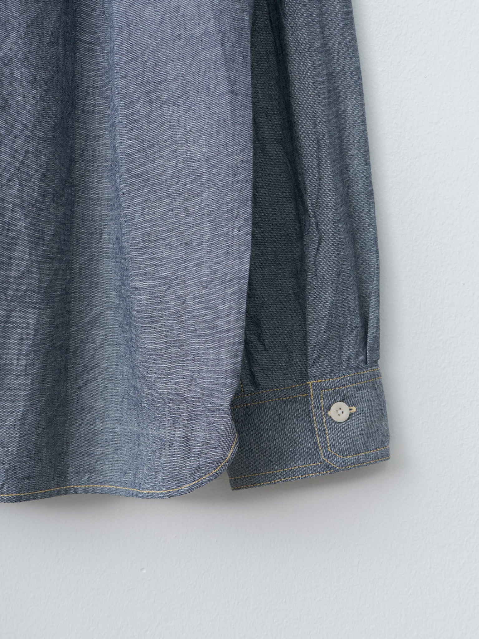 Namu Shop - ts(s) Indigo Cotton Chambray Asymmetric Pocket Work Shirt - Navy