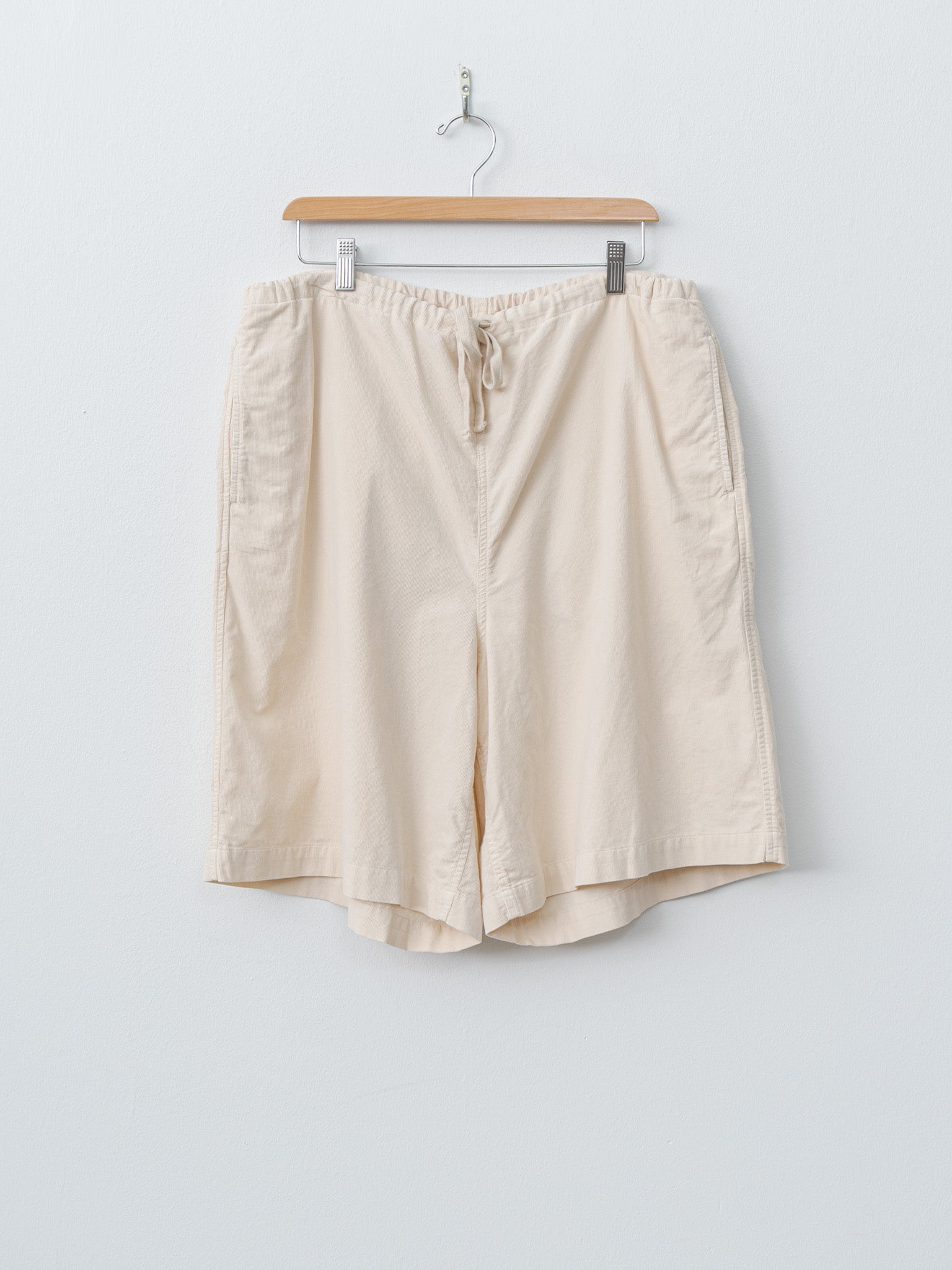 Namu Shop - ts(s) Garment Dye Summer Cotton Corduroy Drawstring Wide Shorts - Ecru