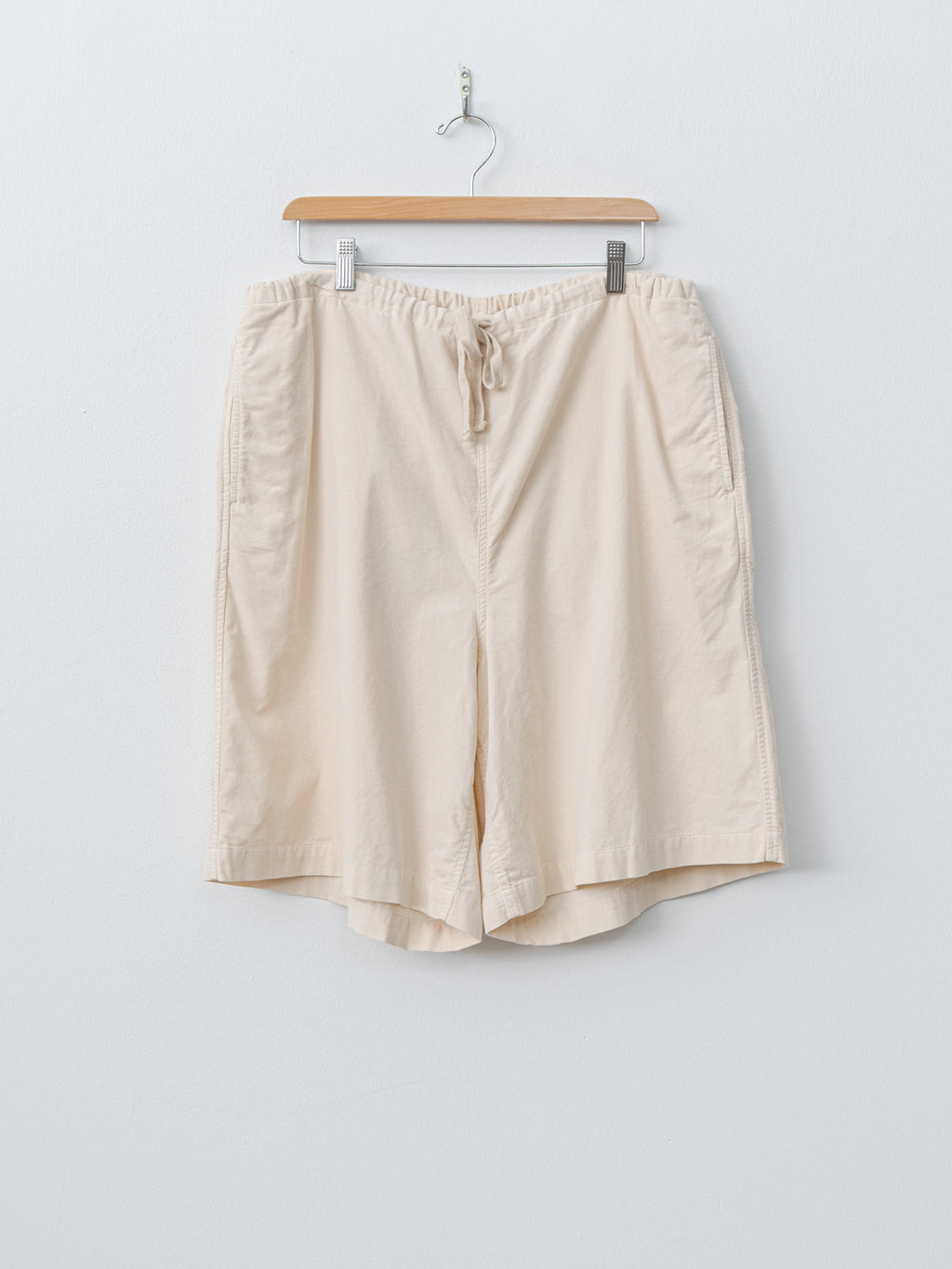 Namu Shop - ts(s) Garment Dye Summer Cotton Corduroy Drawstring Wide Shorts - Ecru