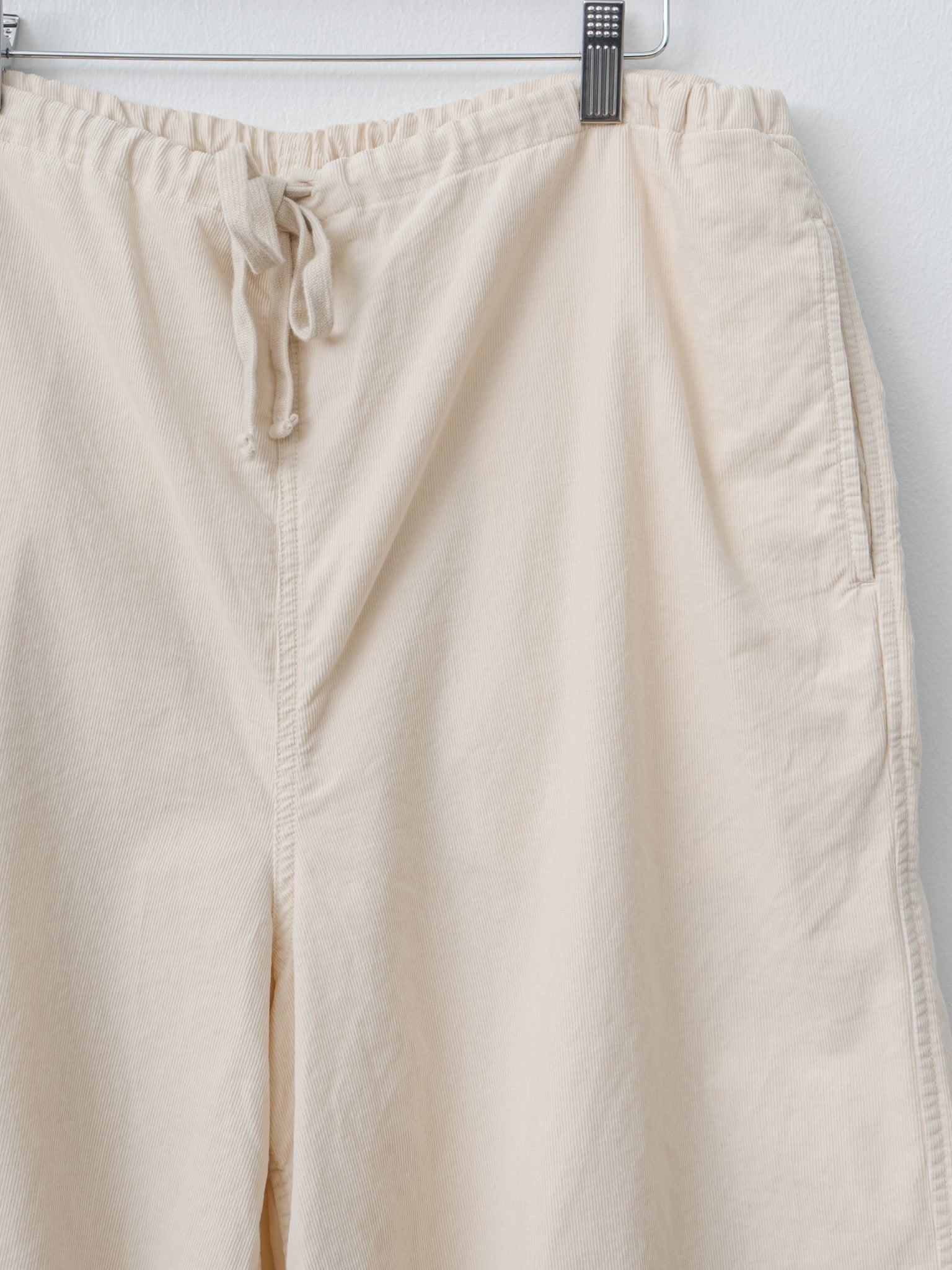 Namu Shop - ts(s) Garment Dye Summer Cotton Corduroy Drawstring Wide Shorts - Ecru