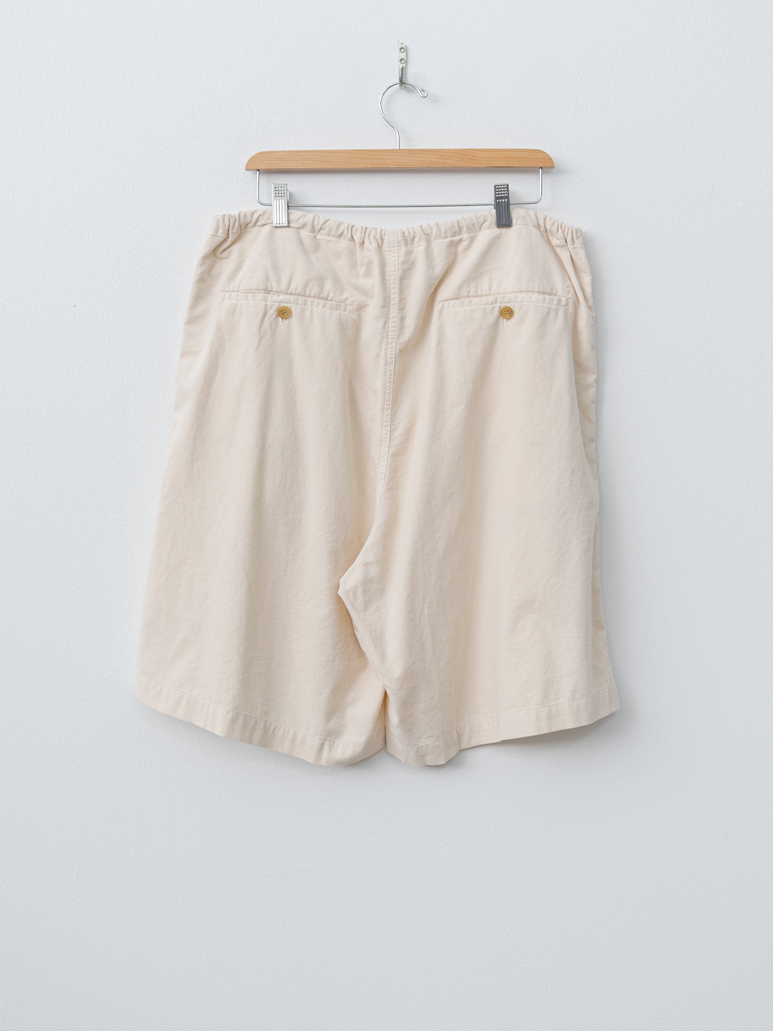 Namu Shop - ts(s) Garment Dye Summer Cotton Corduroy Drawstring Wide Shorts - Ecru