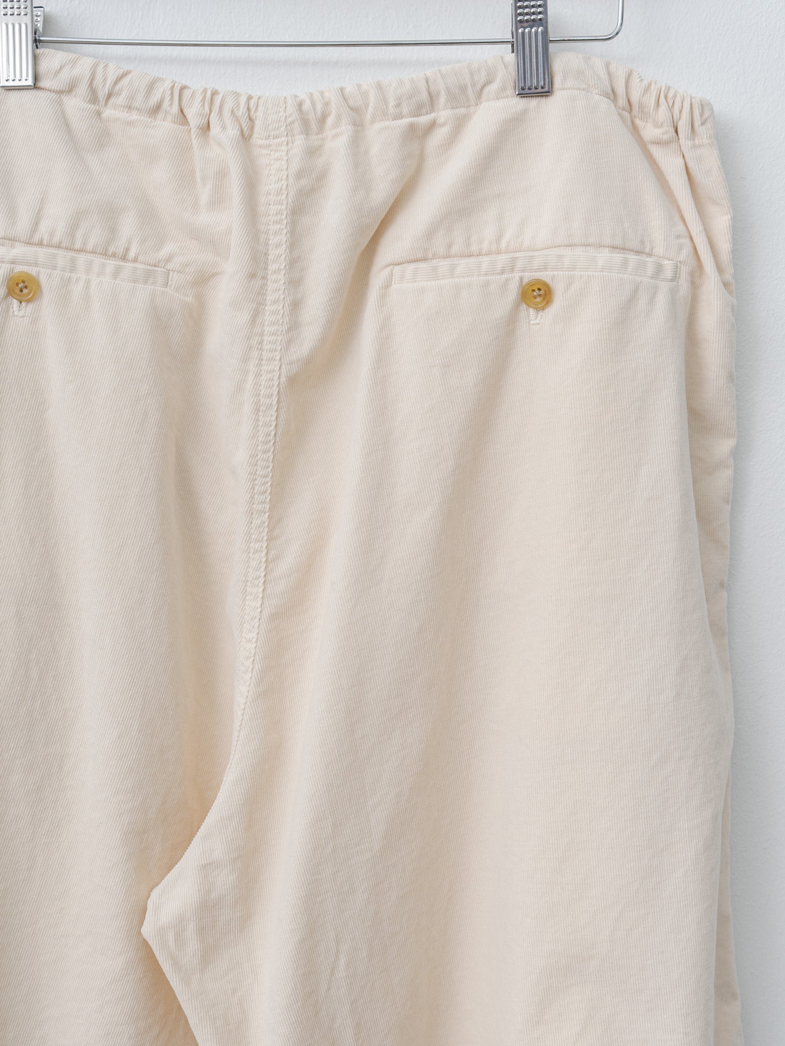 Namu Shop - ts(s) Garment Dye Summer Cotton Corduroy Drawstring Wide Shorts - Ecru