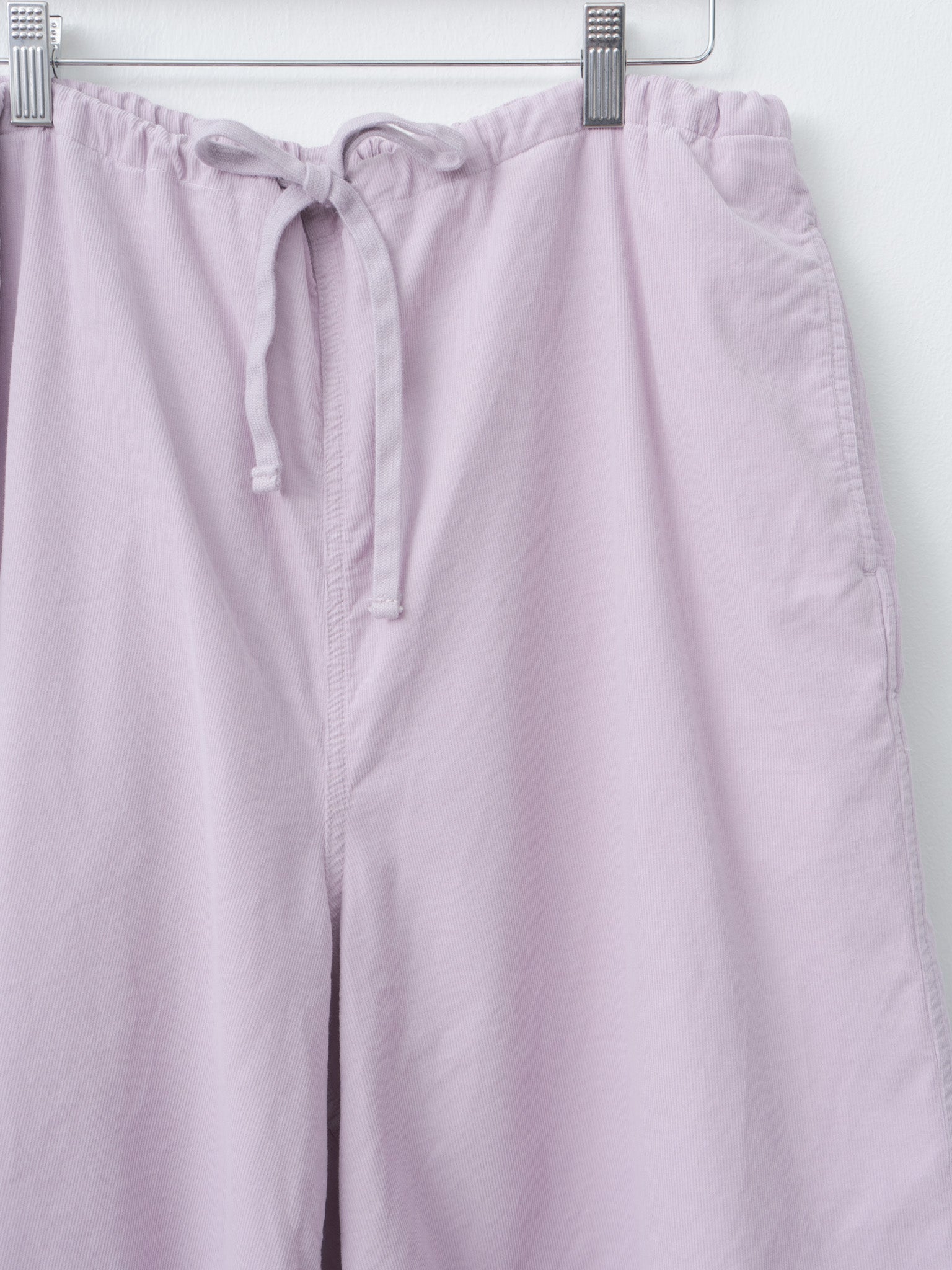 Namu Shop - ts(s) Garment Dye Summer Cotton Corduroy Drawstring Wide Shorts - Lavender