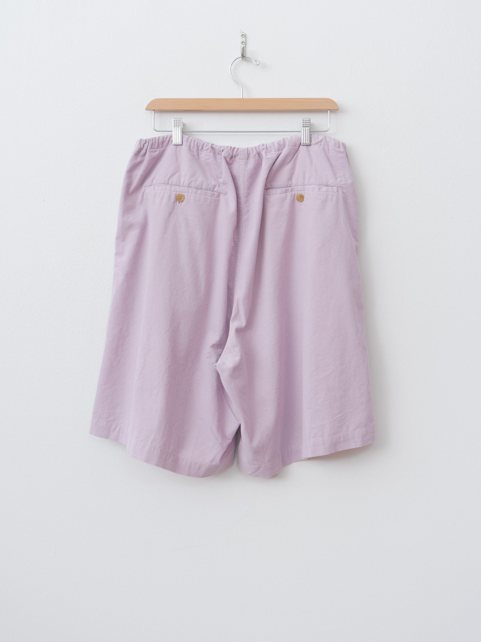 Namu Shop - ts(s) Garment Dye Summer Cotton Corduroy Drawstring Wide Shorts - Lavender