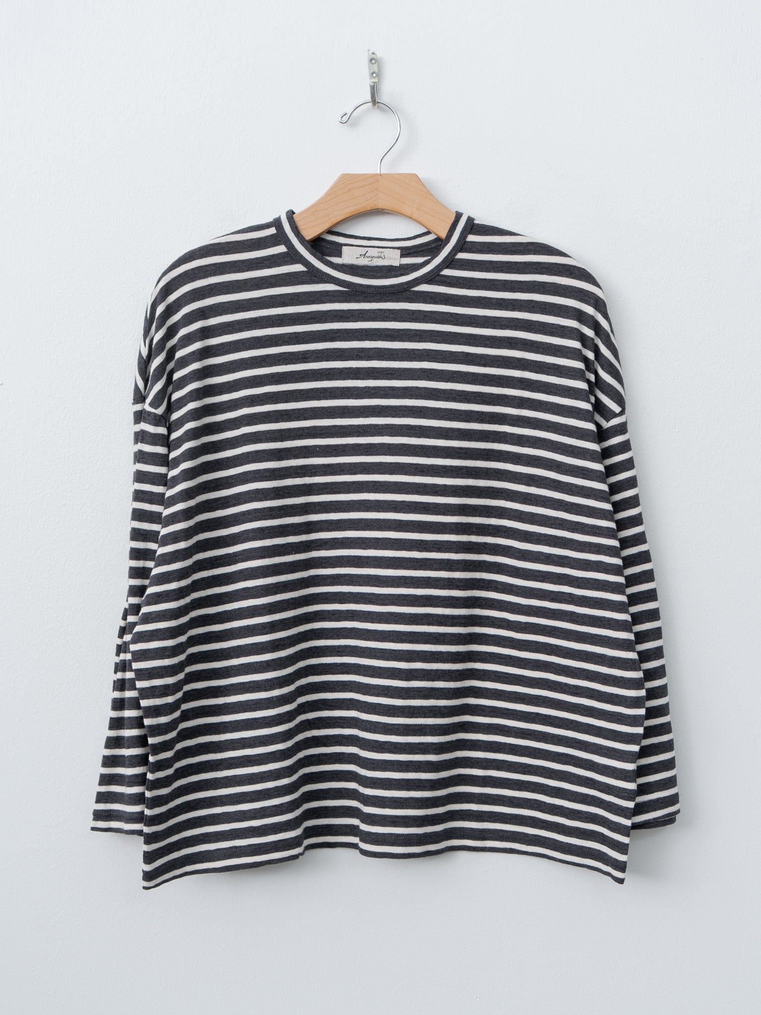 Namu Shop - Ichi Antiquites Stripe Pullover Tee - Charcoal/White