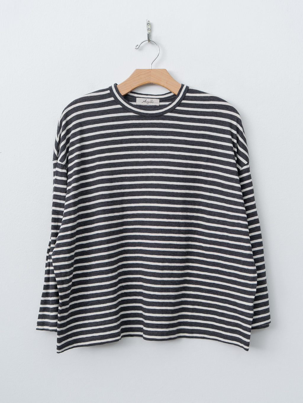Namu Shop - Ichi Antiquites Stripe Pullover Tee - Charcoal/White