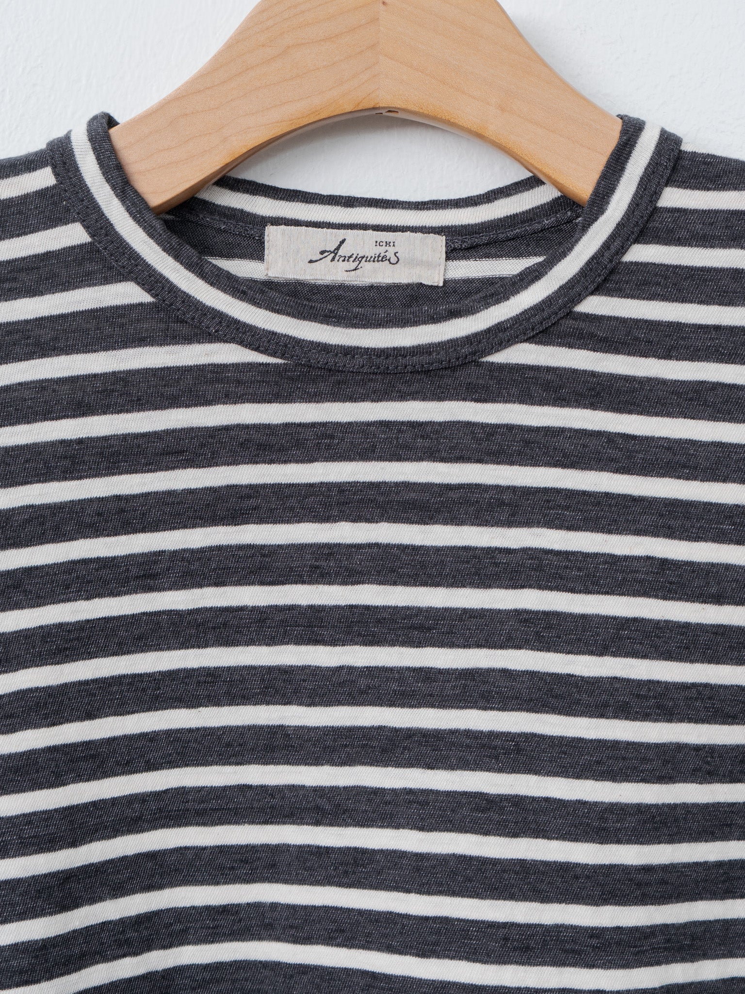 Namu Shop - Ichi Antiquites Stripe Pullover Tee - Charcoal/White