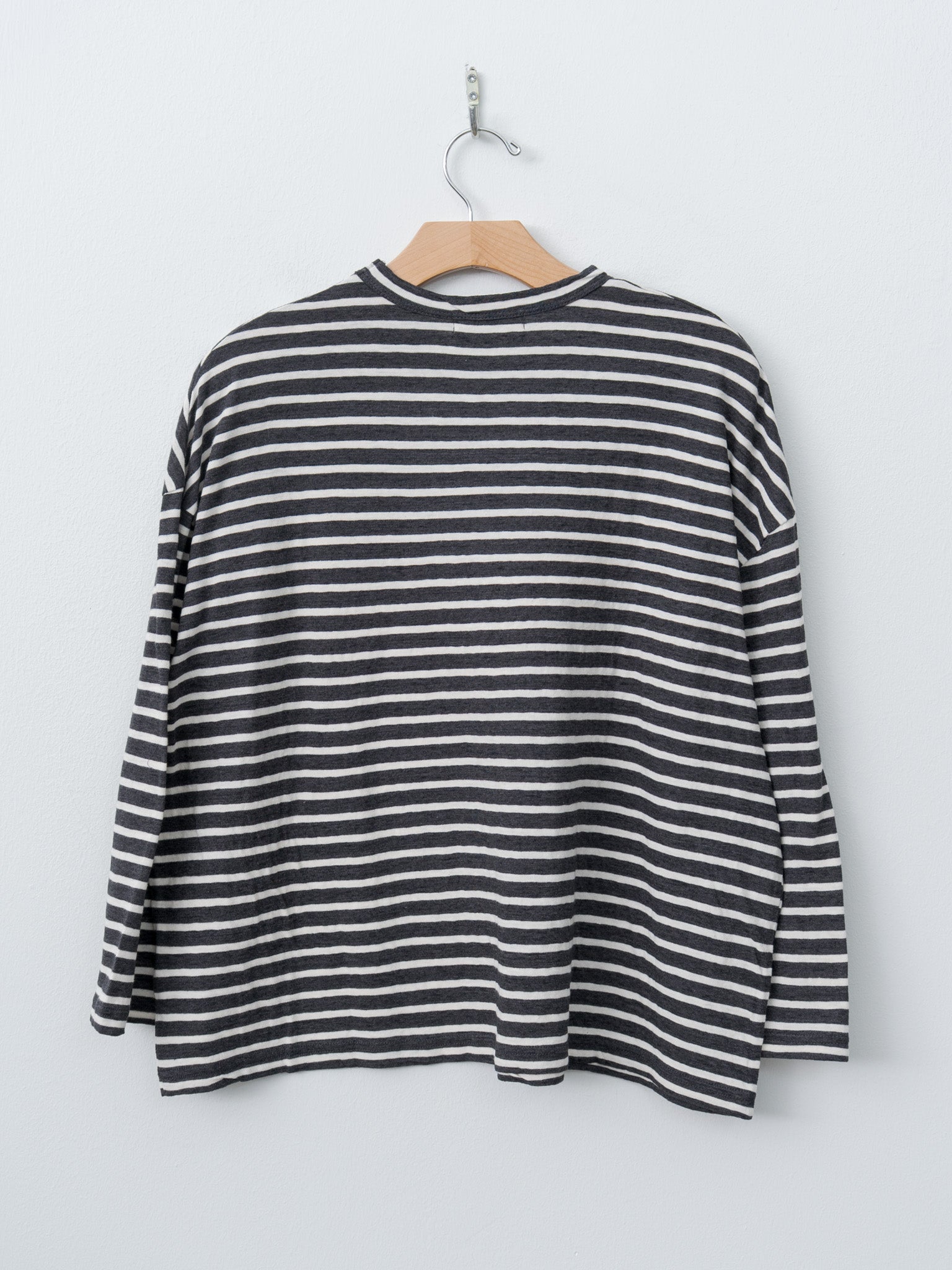 Namu Shop - Ichi Antiquites Stripe Pullover Tee - Charcoal/White