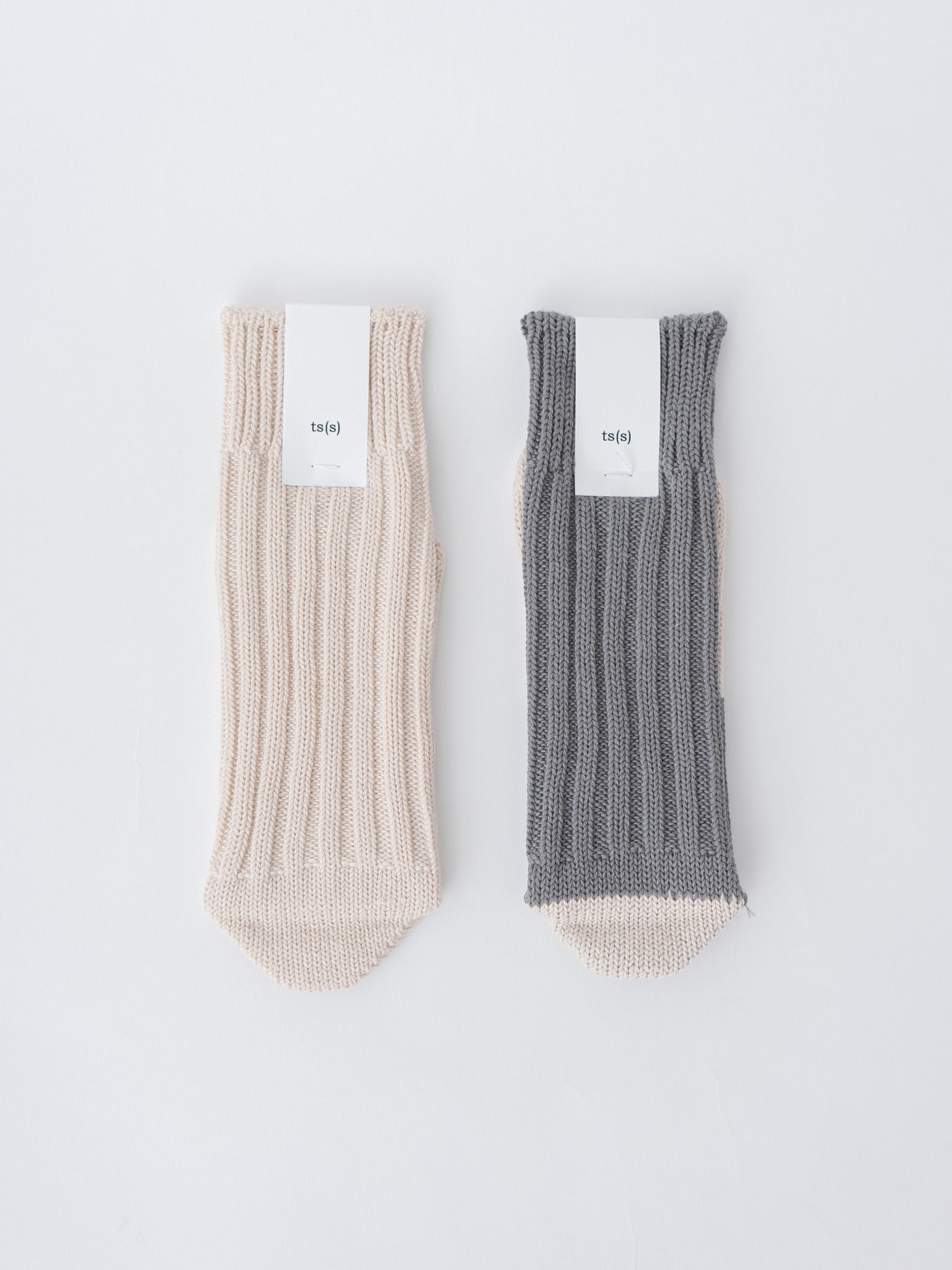 Namu Shop - ts(s) Mix and Match Cotton Rib Sock - Gray/Natural
