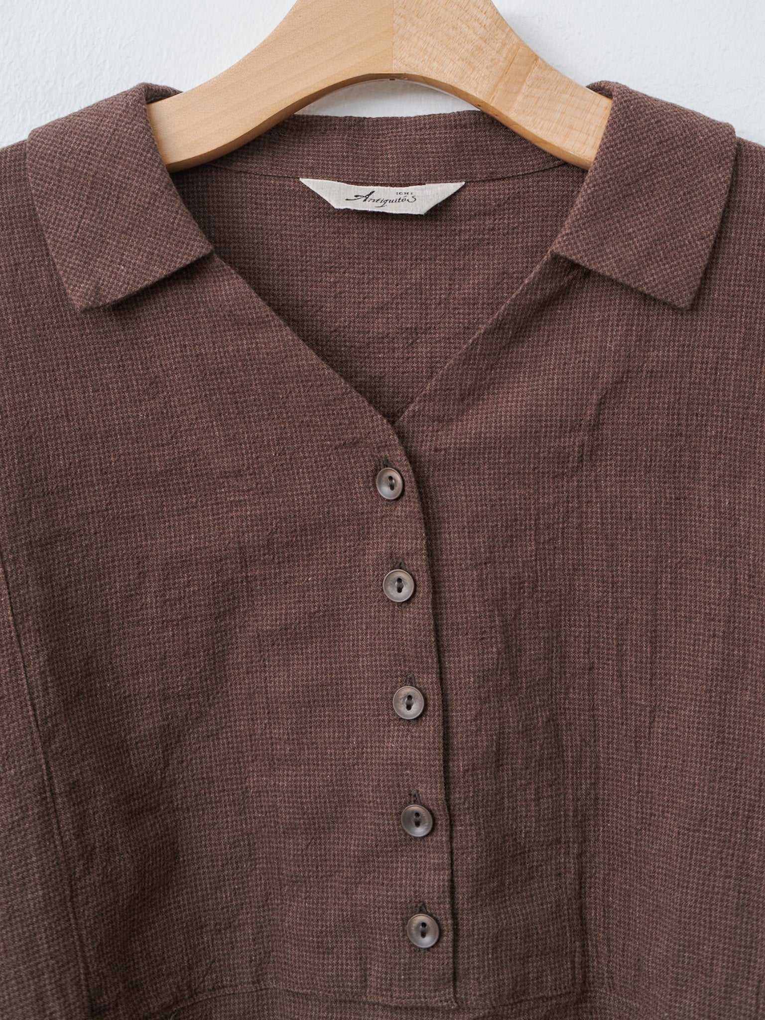 Namu Shop - Ichi Antiquites Houndstooth Shirt - Brown