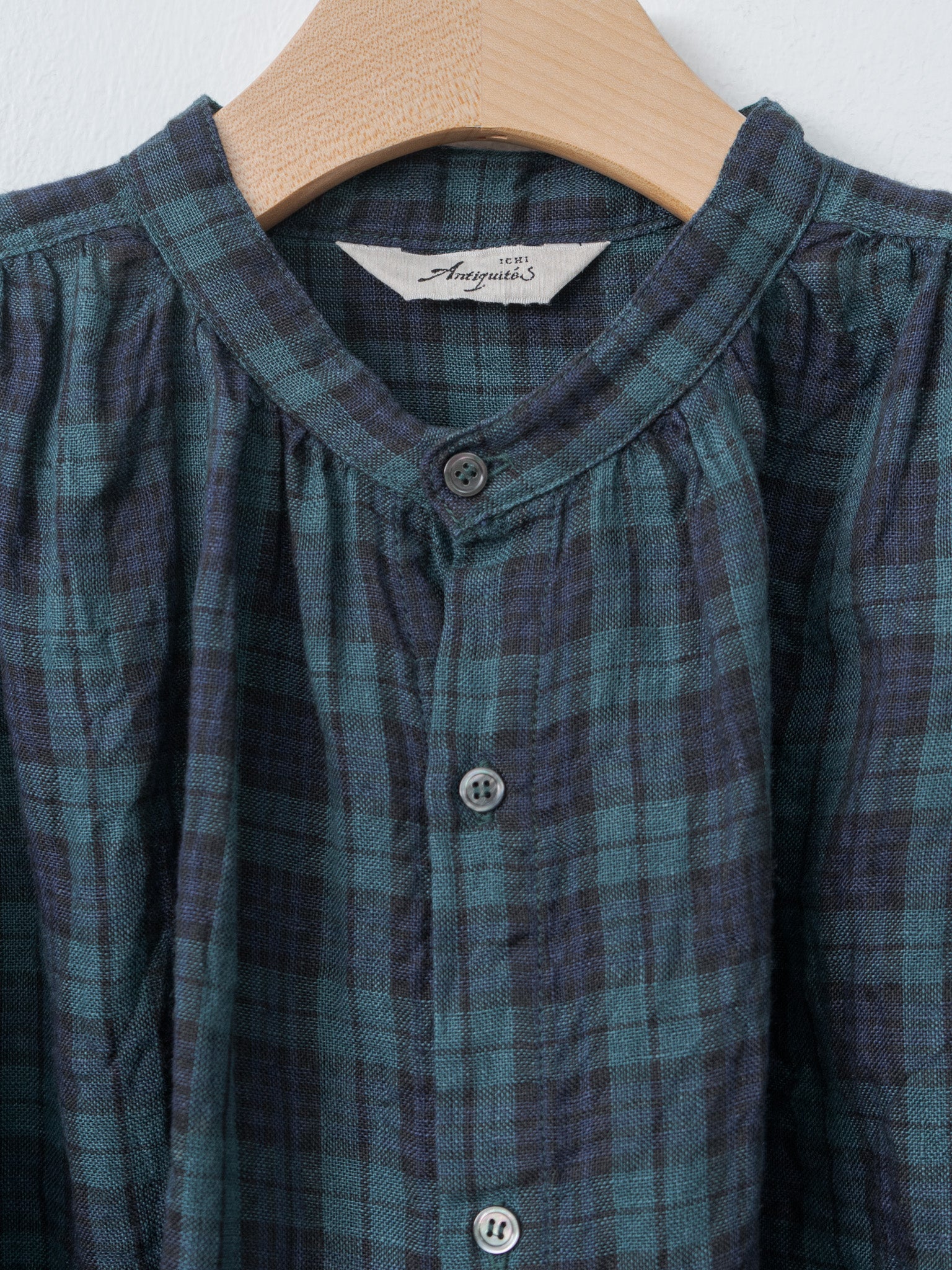 Namu Shop - Ichi Antiquites Canvas Black Watch Linen Shirt - Black Watch