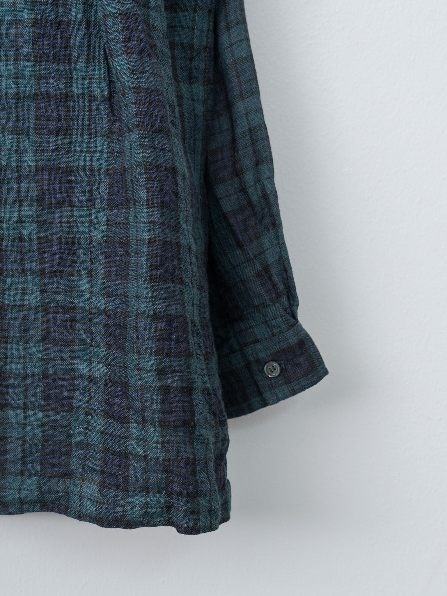 Namu Shop - Ichi Antiquites Canvas Black Watch Linen Shirt - Black Watch