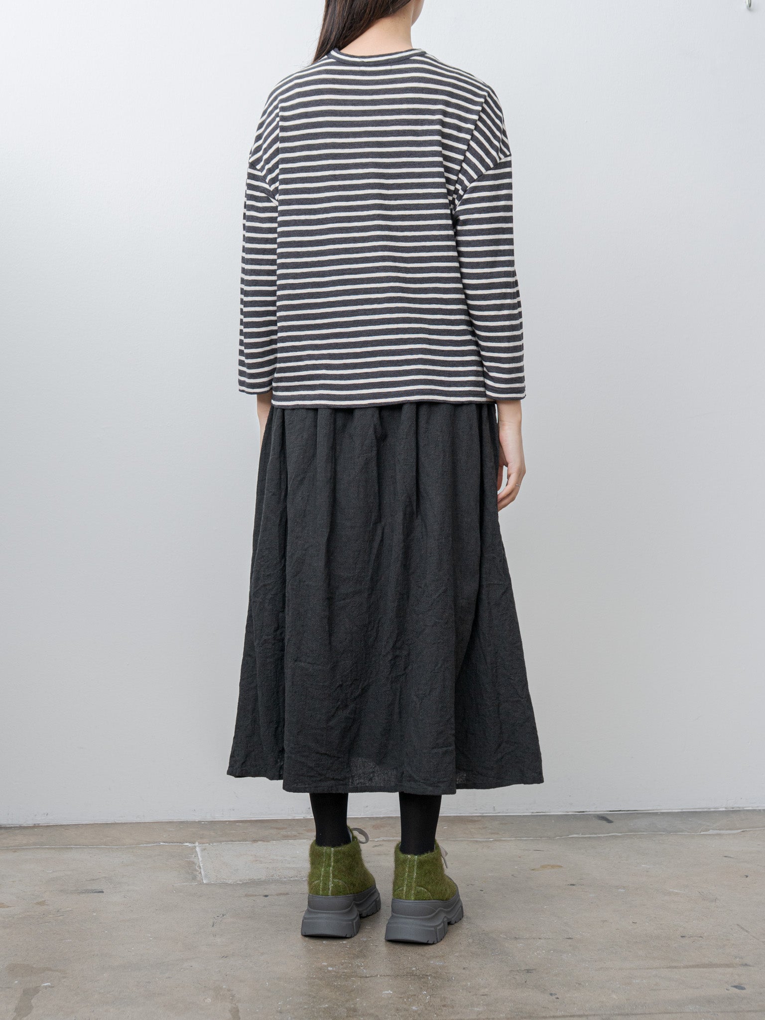 Namu Shop - Ichi Antiquites Stripe Pullover Tee - Charcoal/White