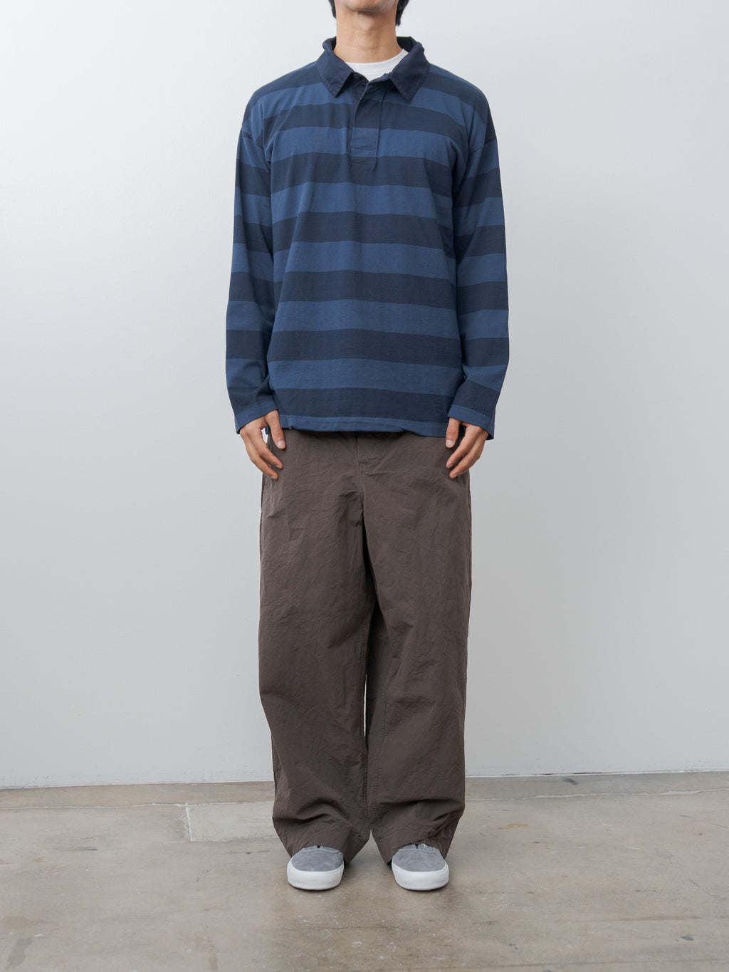 Namu Shop - ts(s) Garment Dye Stripe Rugby Shirt - Navy