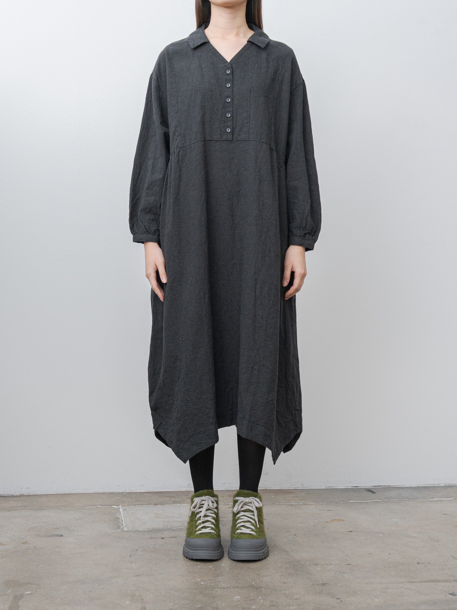 Namu Shop - Ichi Antiquites Houndstooth Dress - Charcoal