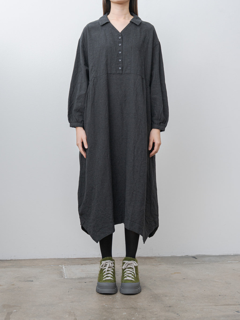 Namu Shop - Ichi Antiquites Houndstooth Dress - Charcoal