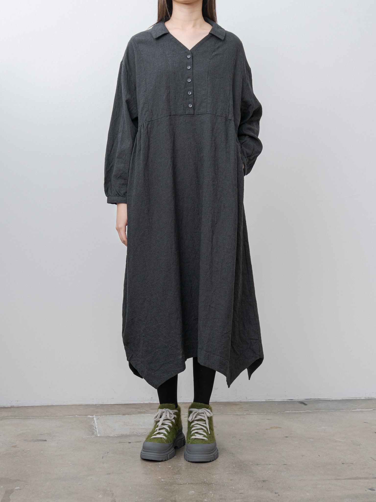 Namu Shop - Ichi Antiquites Houndstooth Dress - Charcoal