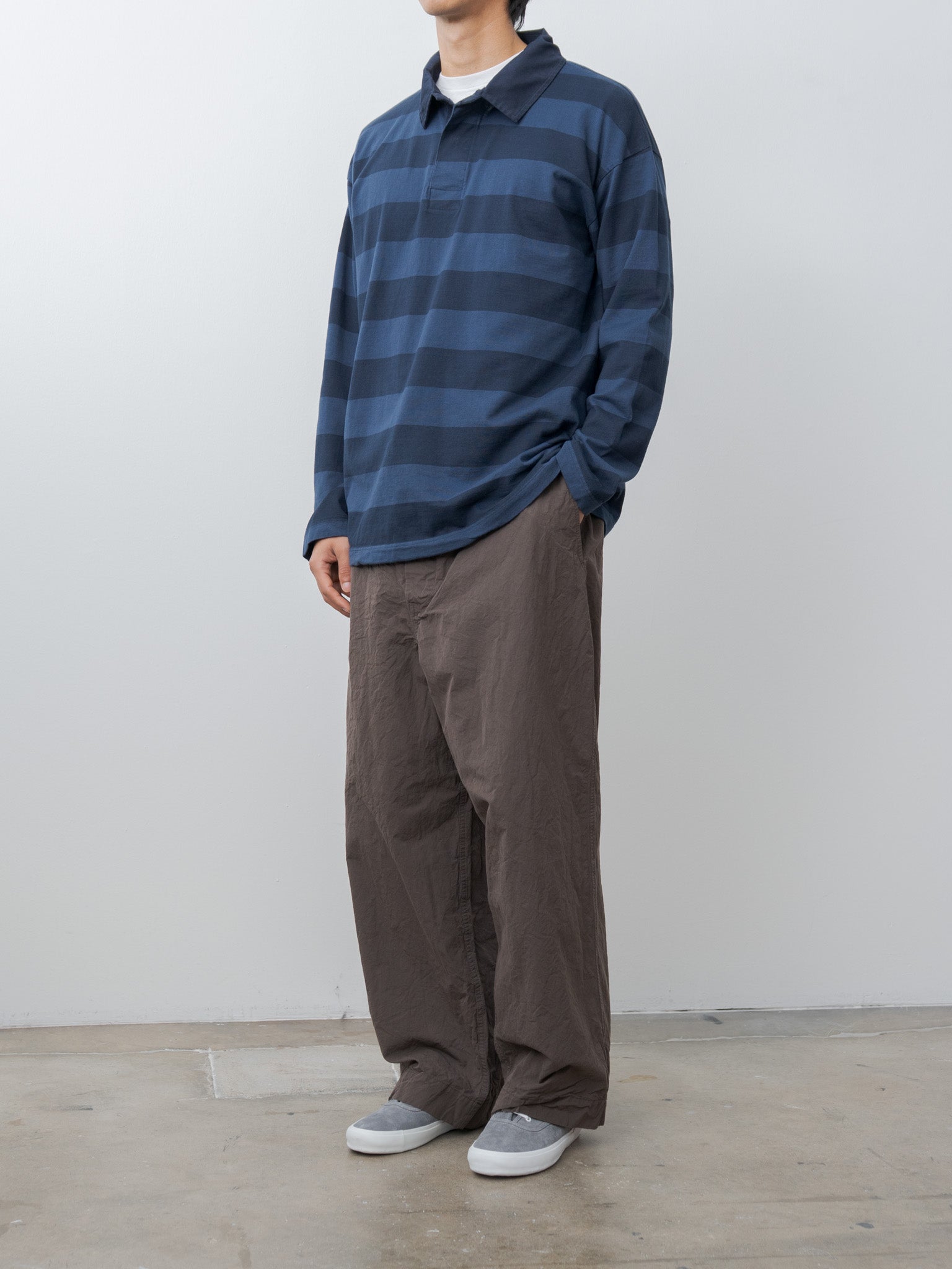Namu Shop - ts(s) Garment Dye Stripe Rugby Shirt - Navy