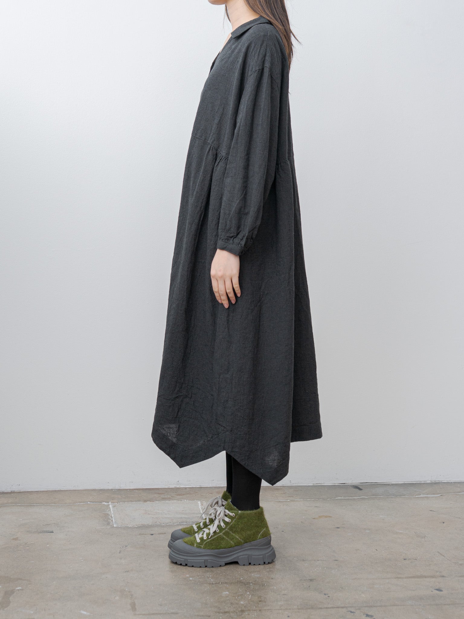 Namu Shop - Ichi Antiquites Houndstooth Dress - Charcoal
