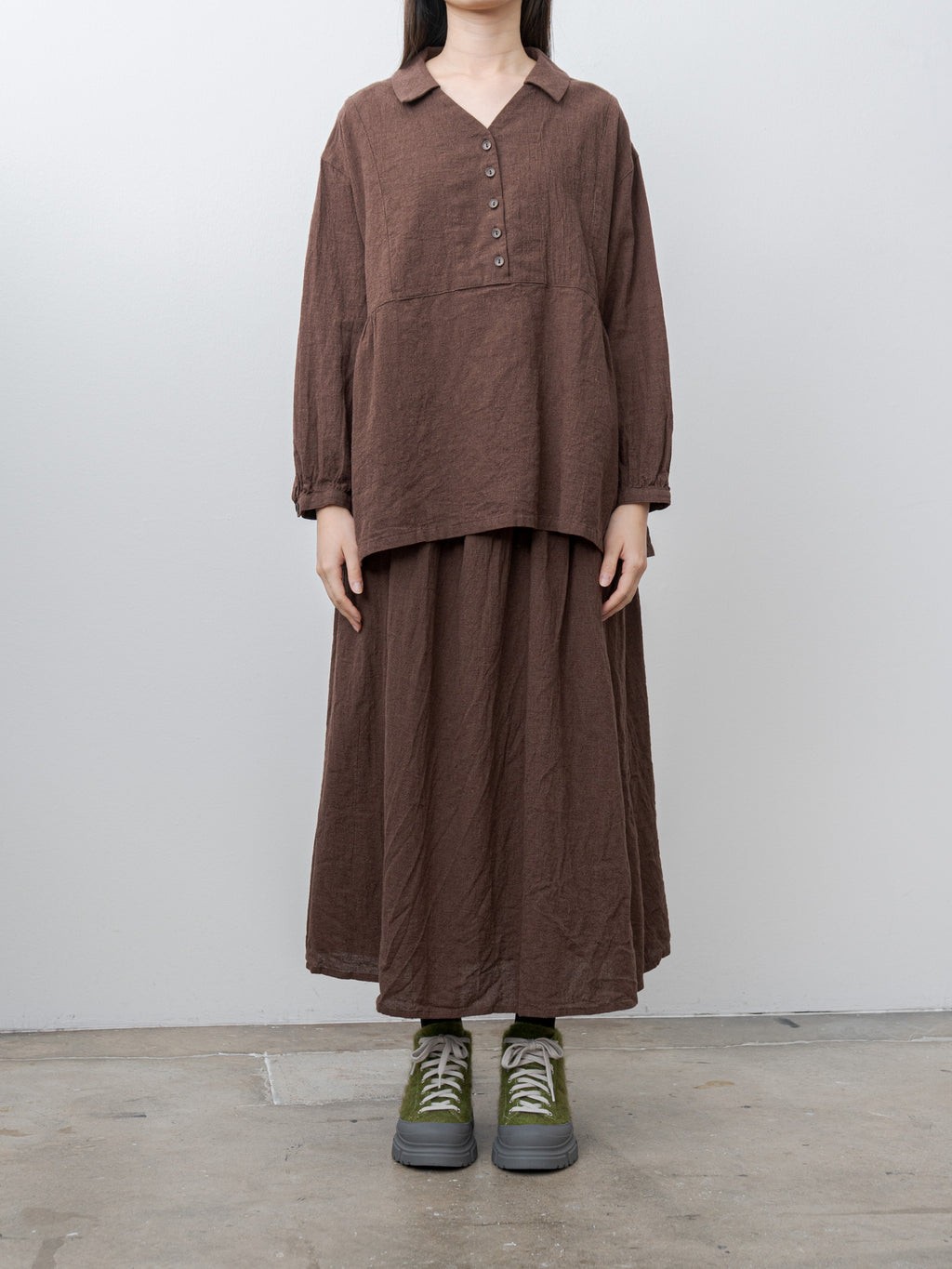 Namu Shop - Ichi Antiquites Houndstooth Shirt - Brown