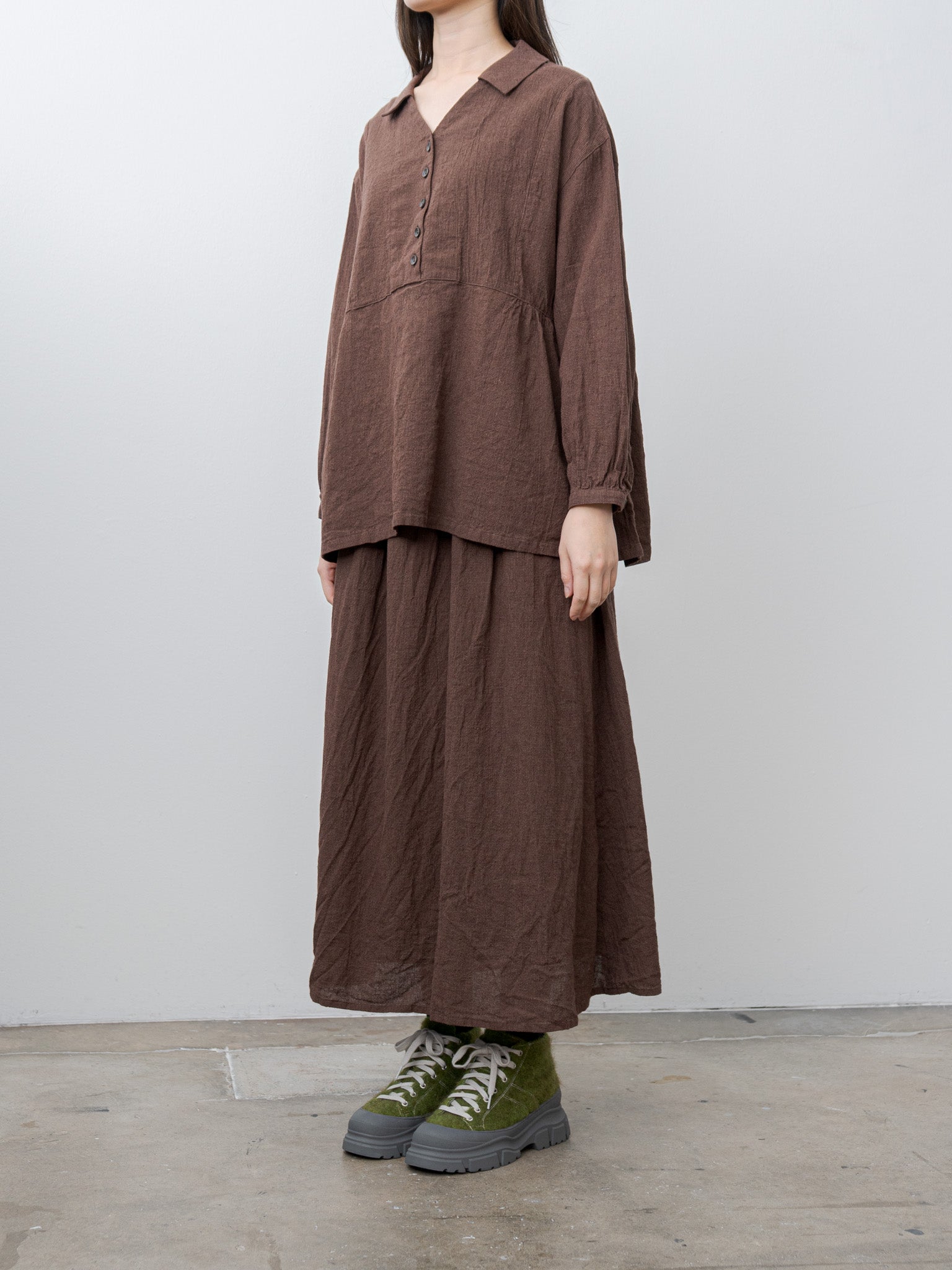 Namu Shop - Ichi Antiquites Houndstooth Shirt - Brown