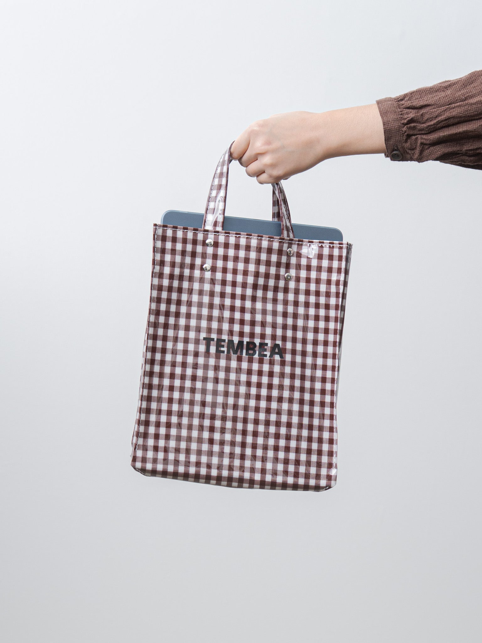 Namu Shop - Tembea Paper Tote Small - Gingham Brown