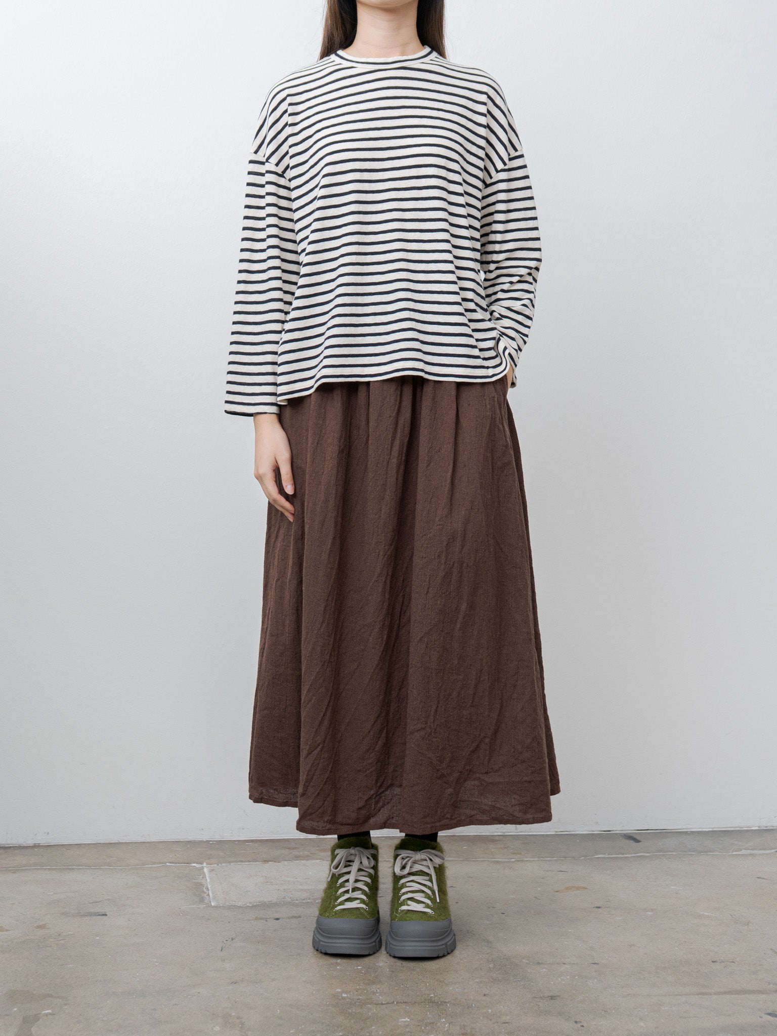 Namu Shop - Ichi Antiquites Stripe Pullover Tee - White/Navy