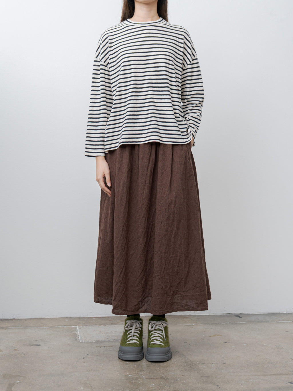 Namu Shop - Ichi Antiquites Stripe Pullover Tee - White/Navy