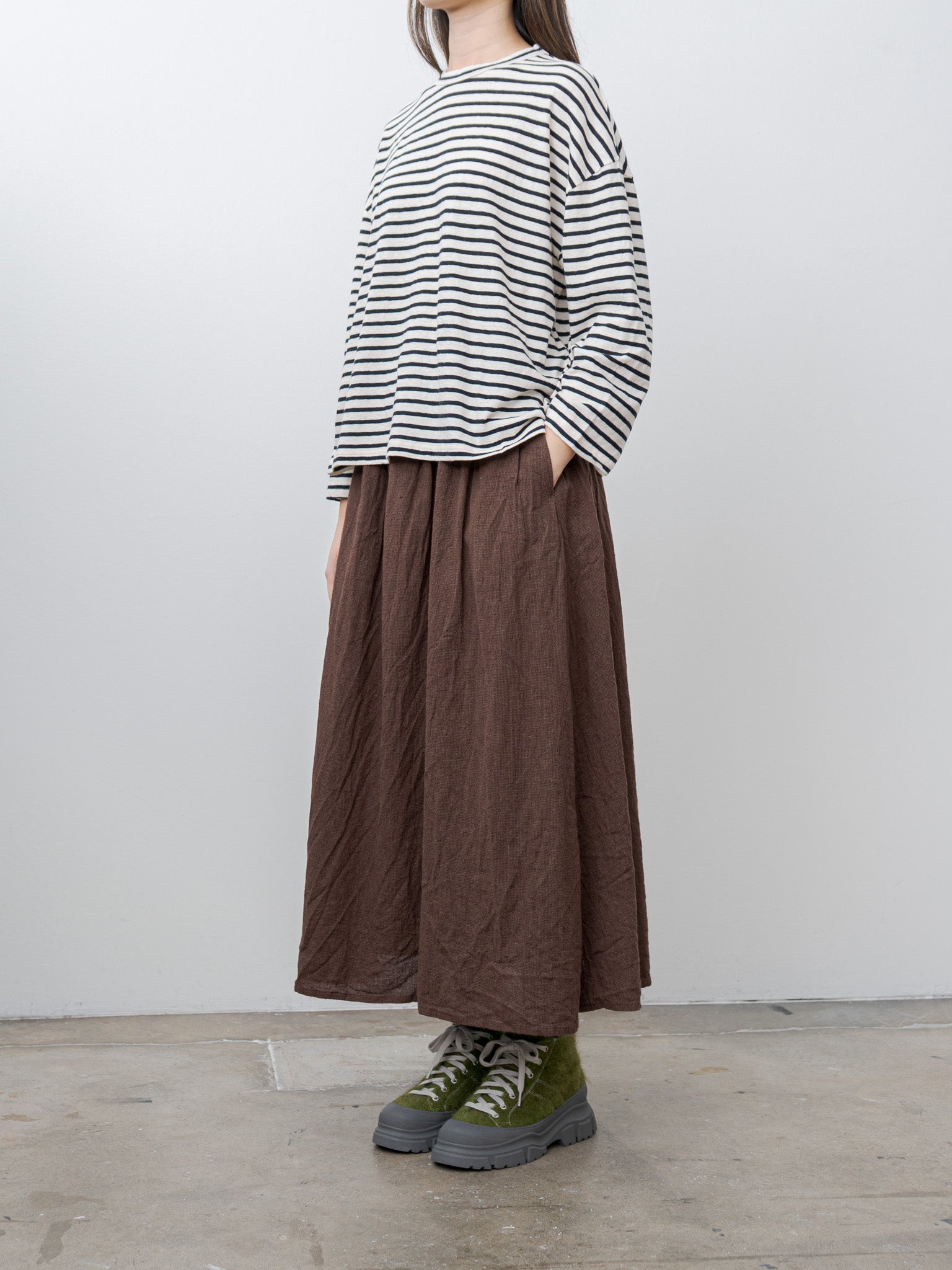 Namu Shop - Ichi Antiquites Stripe Pullover Tee - White/Navy