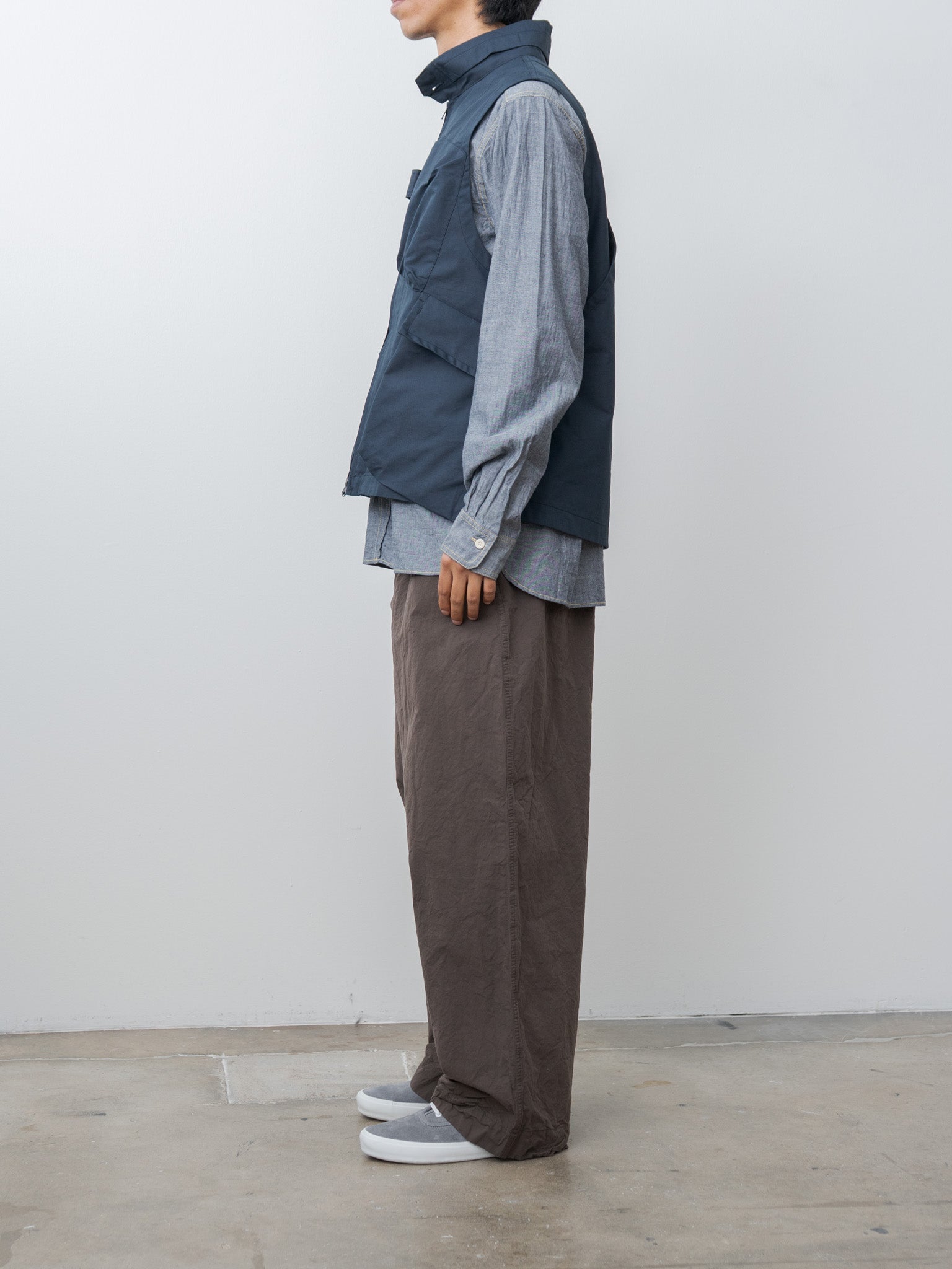 Namu Shop - ts(s) Cotton Poly Hollow Yarn Light Gabardine Messenger Vest - Navy
