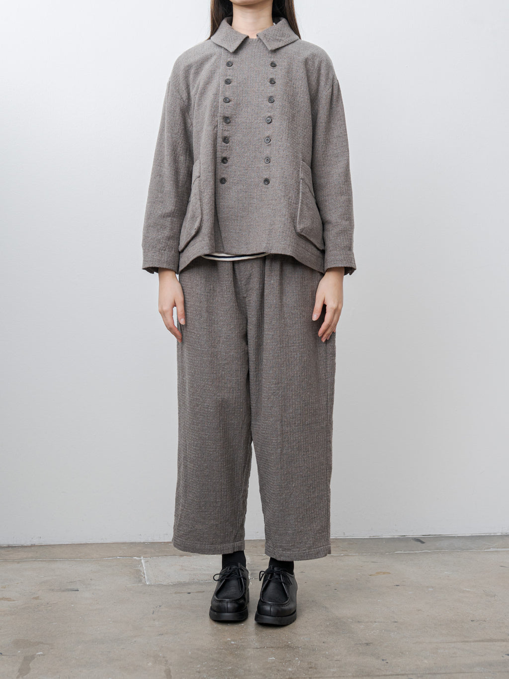 Namu Shop - Ichi Antiquites C/W Seersucker Pants - Mocha