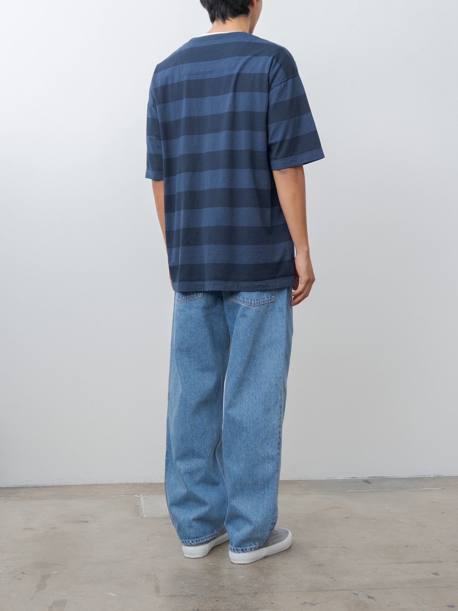 Namu Shop - ts(s) Garment Dye Stripe Baggy T-Shirt - Navy