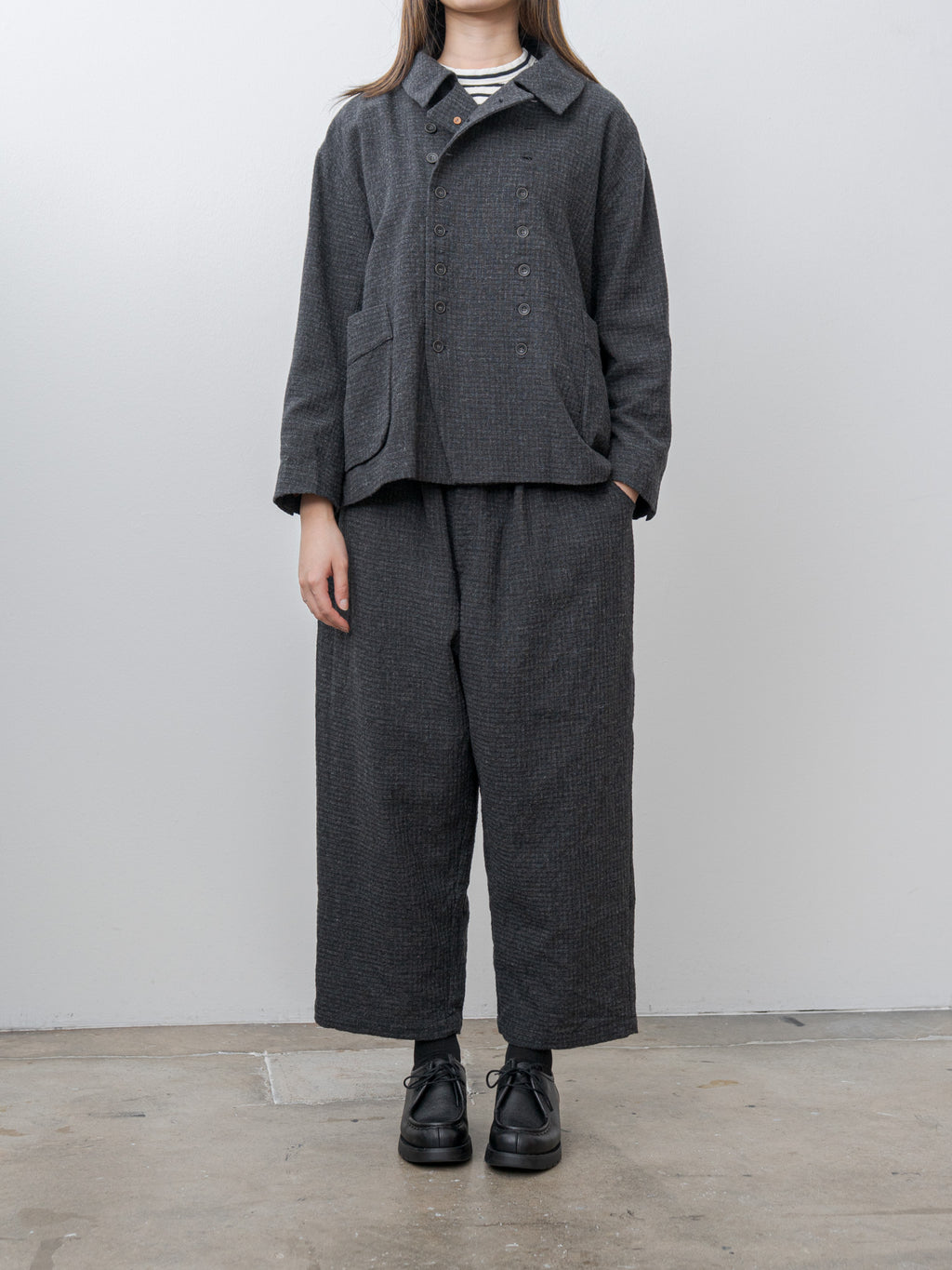 Namu Shop - Ichi Antiquites C/W Seersucker Jacket - Charcoal